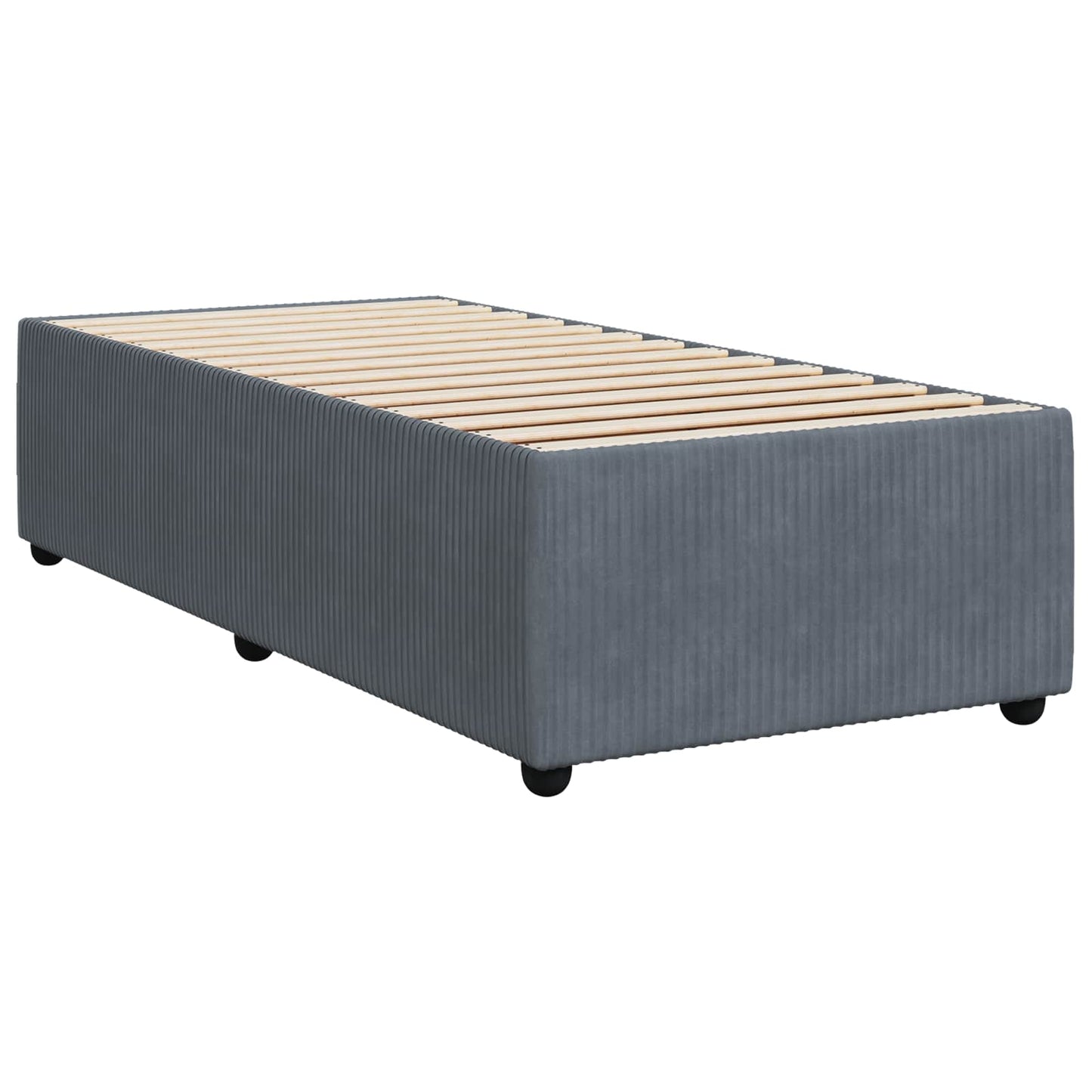 LED Boxspring Ágy Mattal Sötétszürke 90 x 190 cm Bársony