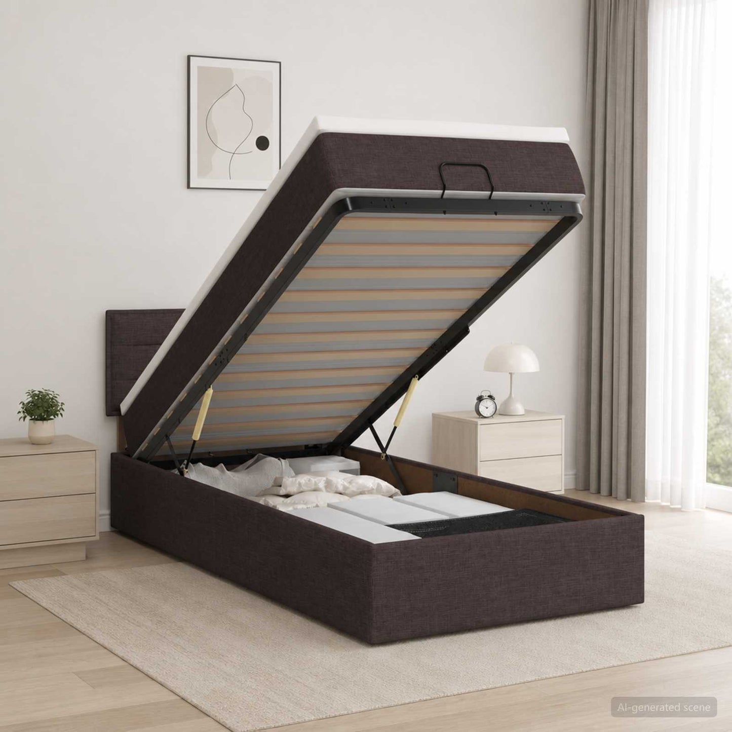 Óriási Ágy Matrac és LED világítással Sötét Barna 80 x 200 cm