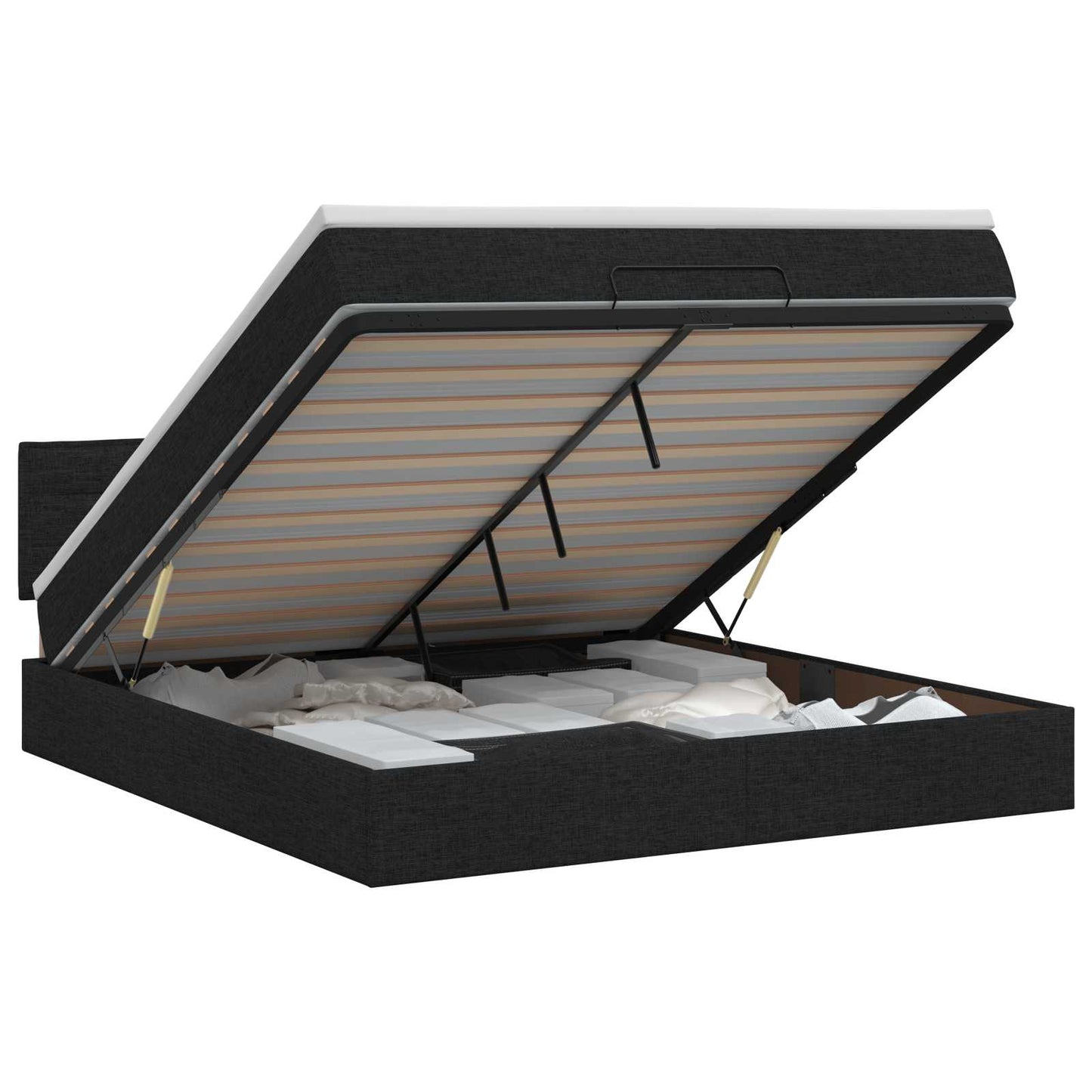 Óriáságy matraccal fejtámlával Fekete 180 x 200 cm Szövet