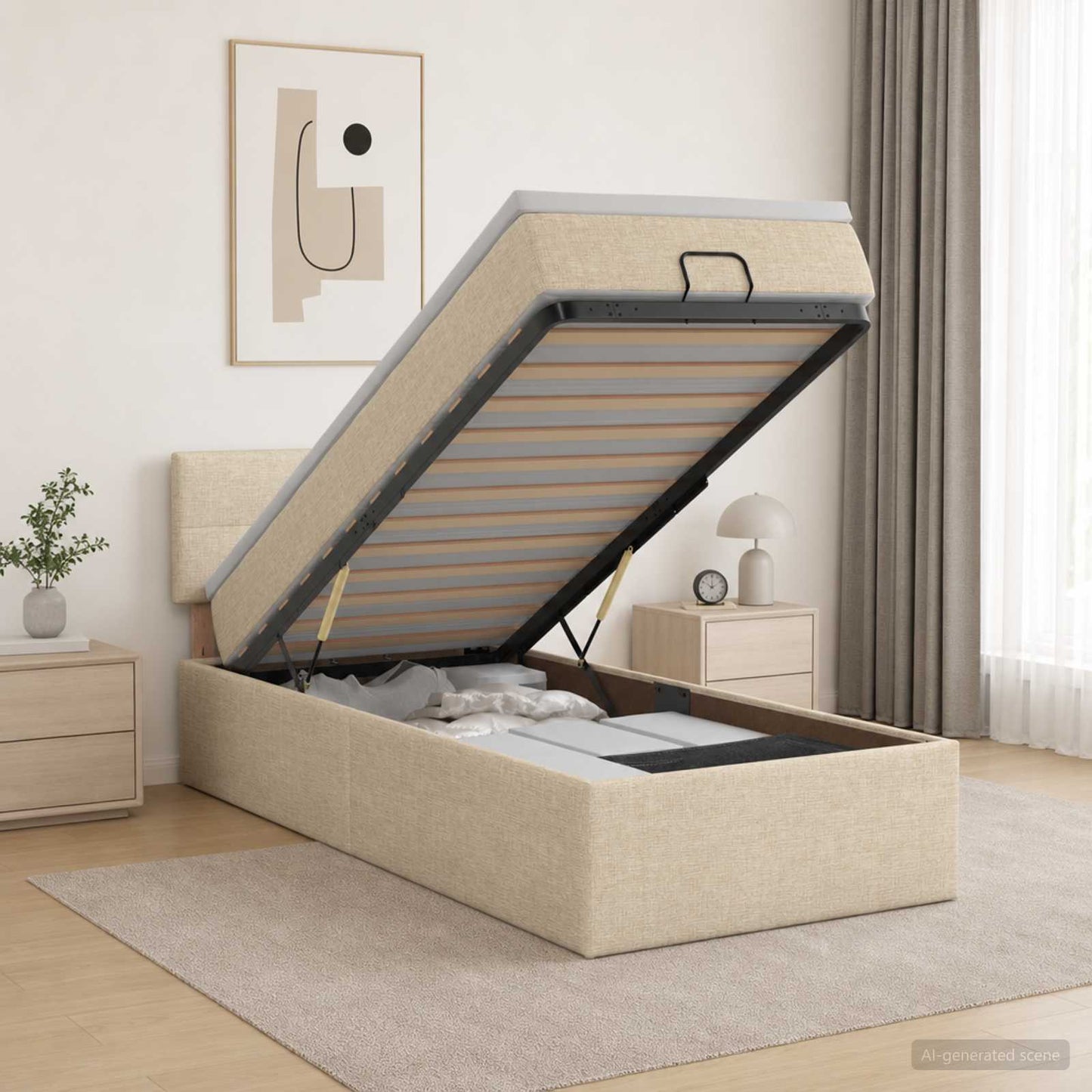 Óriási Ágy Matrac és LED világítással Krémszínű 90 x 190 cm
