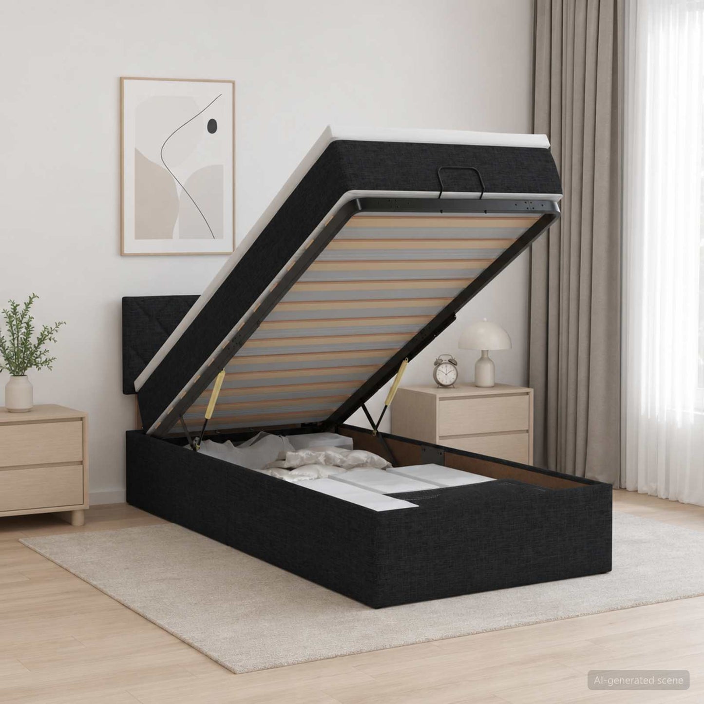 Óriási Ágy Matrac és LED világítással Fekete 100 x 200 cm