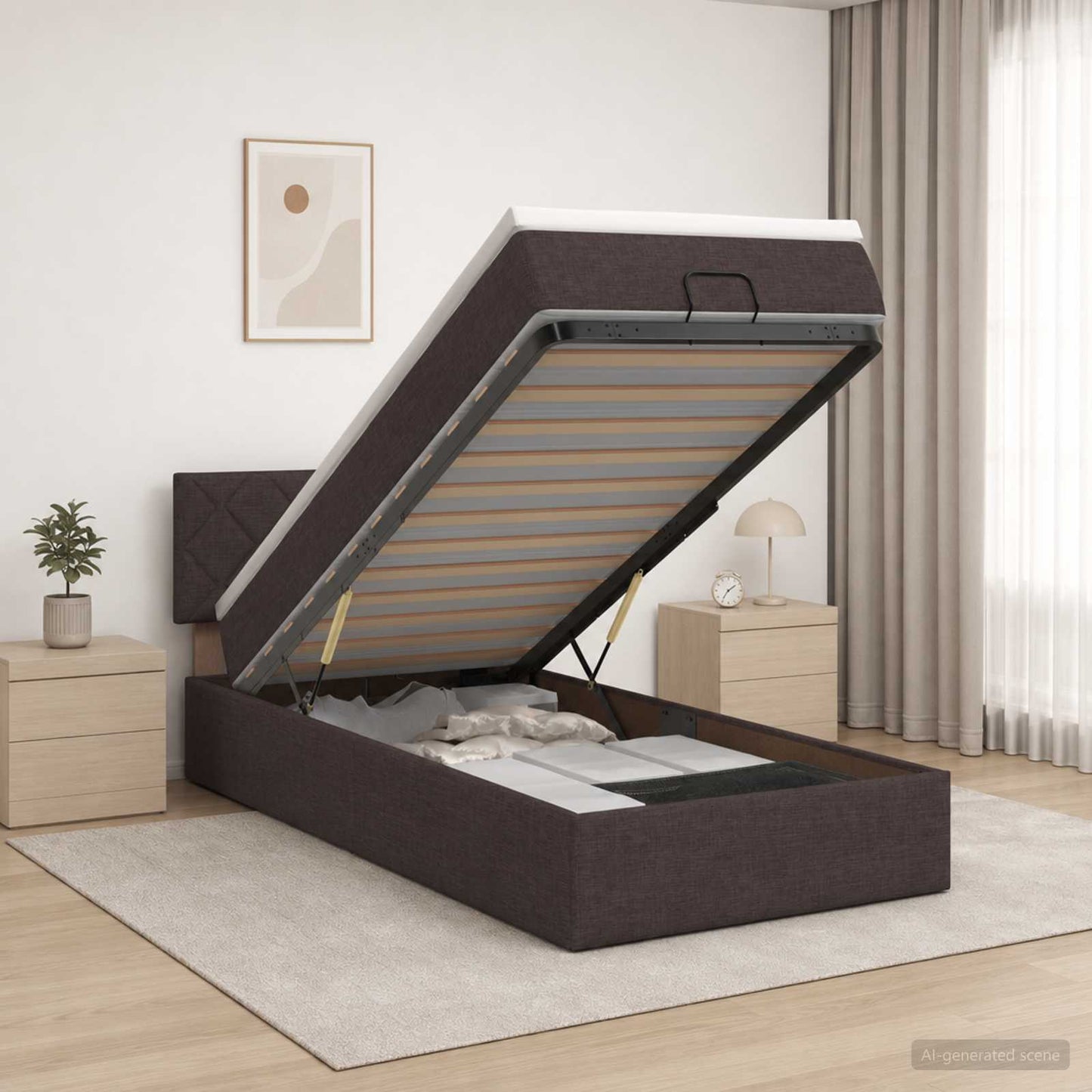 Óriási Ágy Matrac és LED világítással Sötét Barna 90 x 190 cm