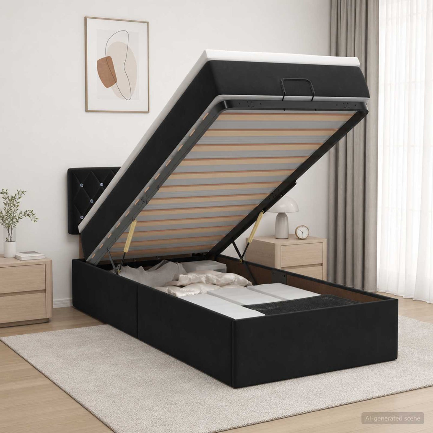 Óriási Ágy Matrac és LED világítással Fekete 100 x 200 cm