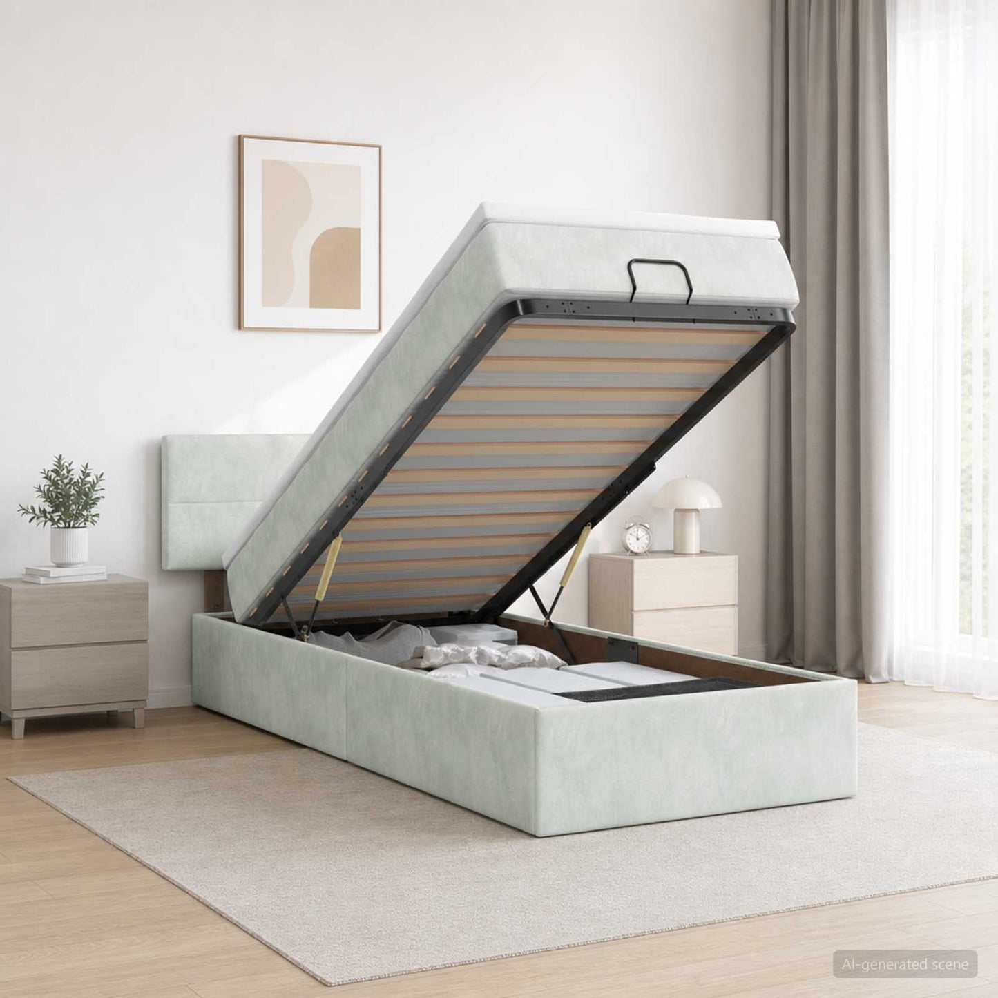 Óriási Ágy Matrac és LED világítással Világosszürke 90 x 200 cm