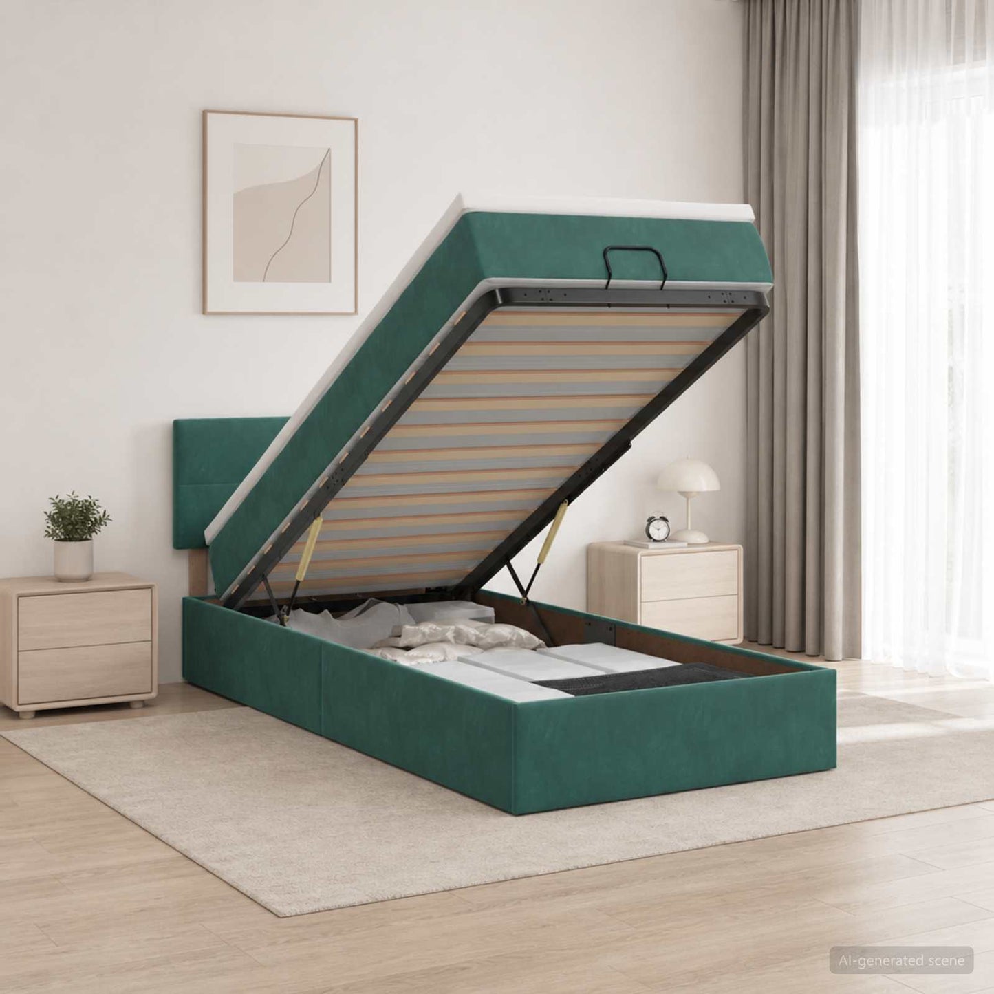 Óriási Ágy Matrac és LED világítással Sötétzöld 90 x 190 cm