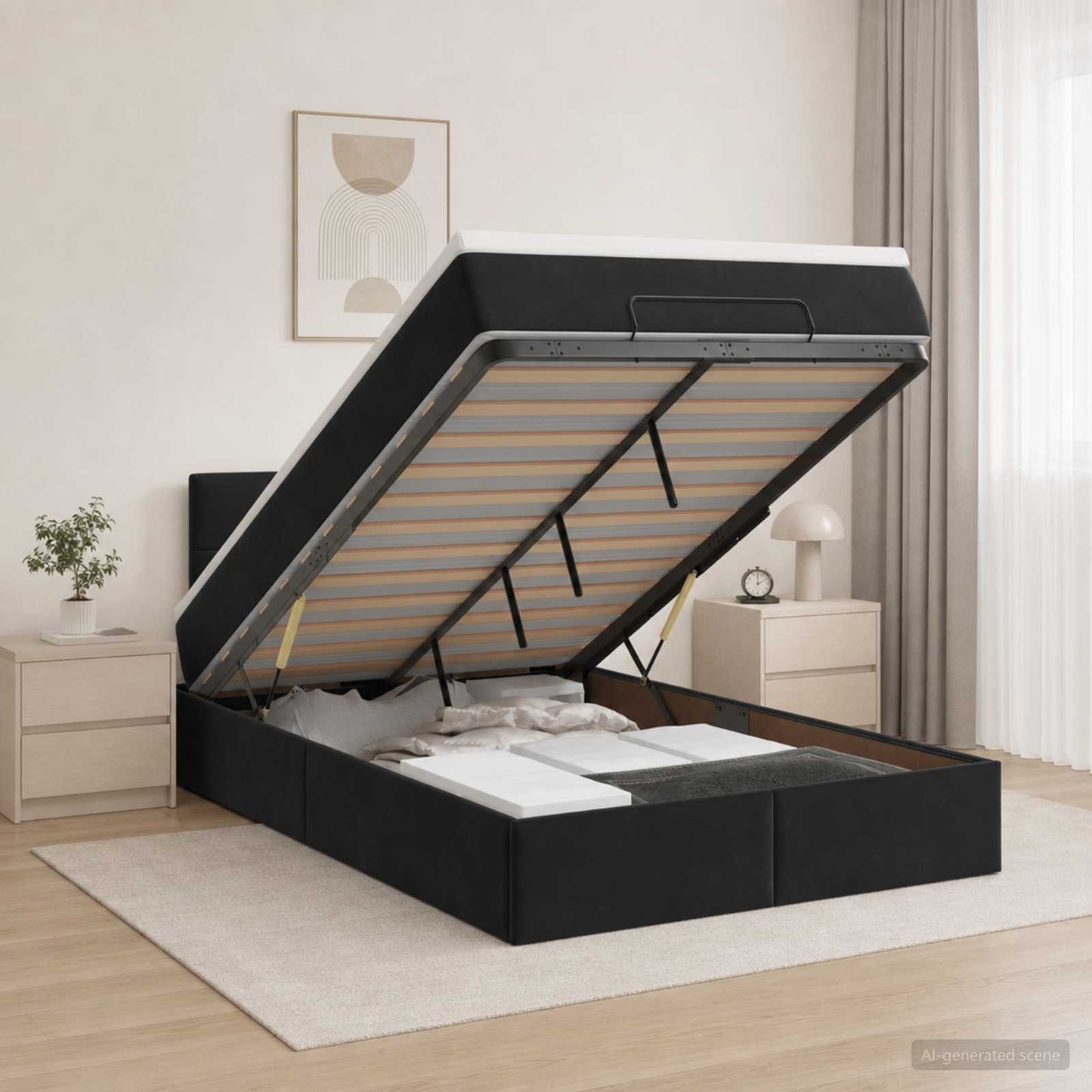 Óriási Ágy Matrac és LED világítással Fekete 120 x 190 cm