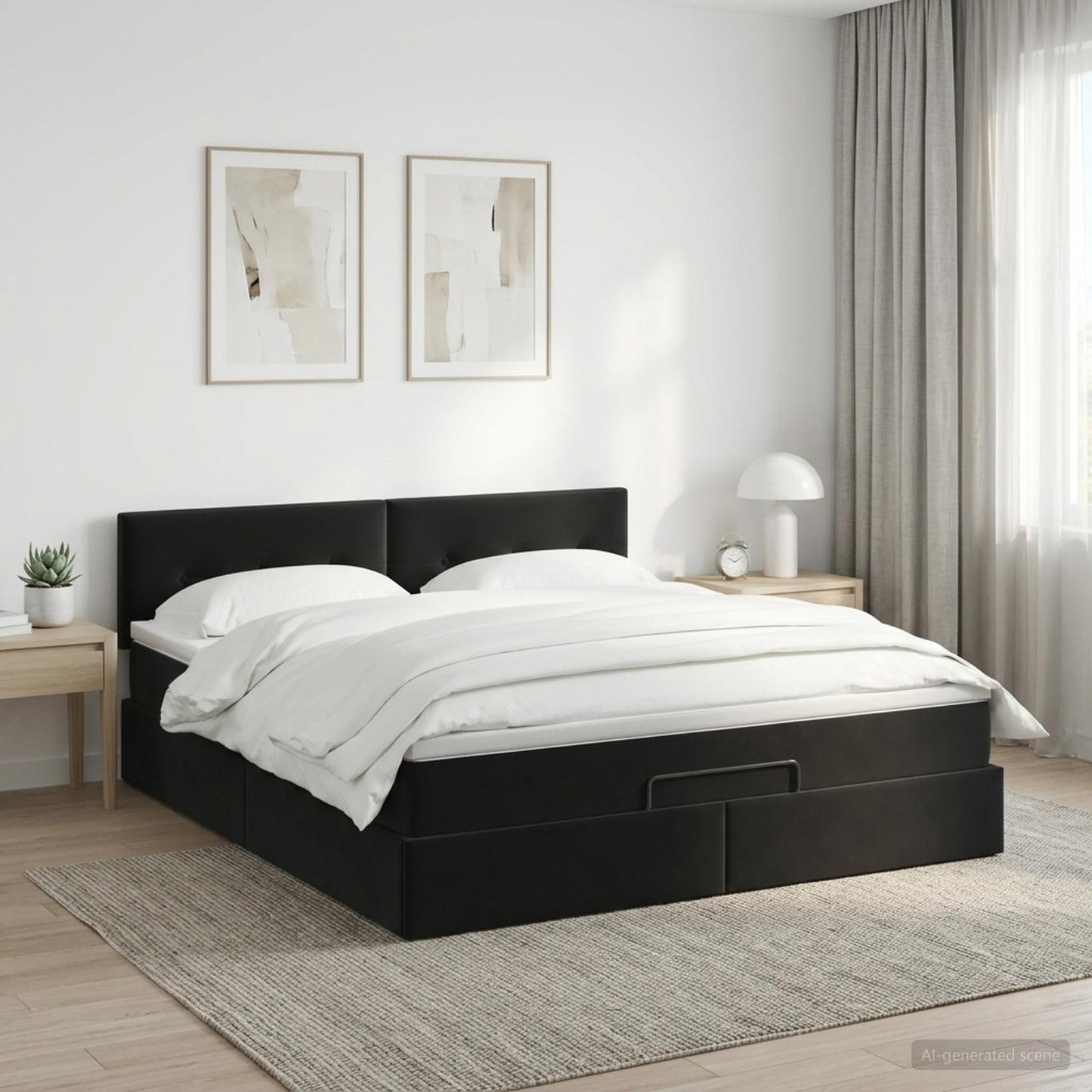 Óriáságy matraccal fejtámlával Fekete 140 x 200 cm Bársony