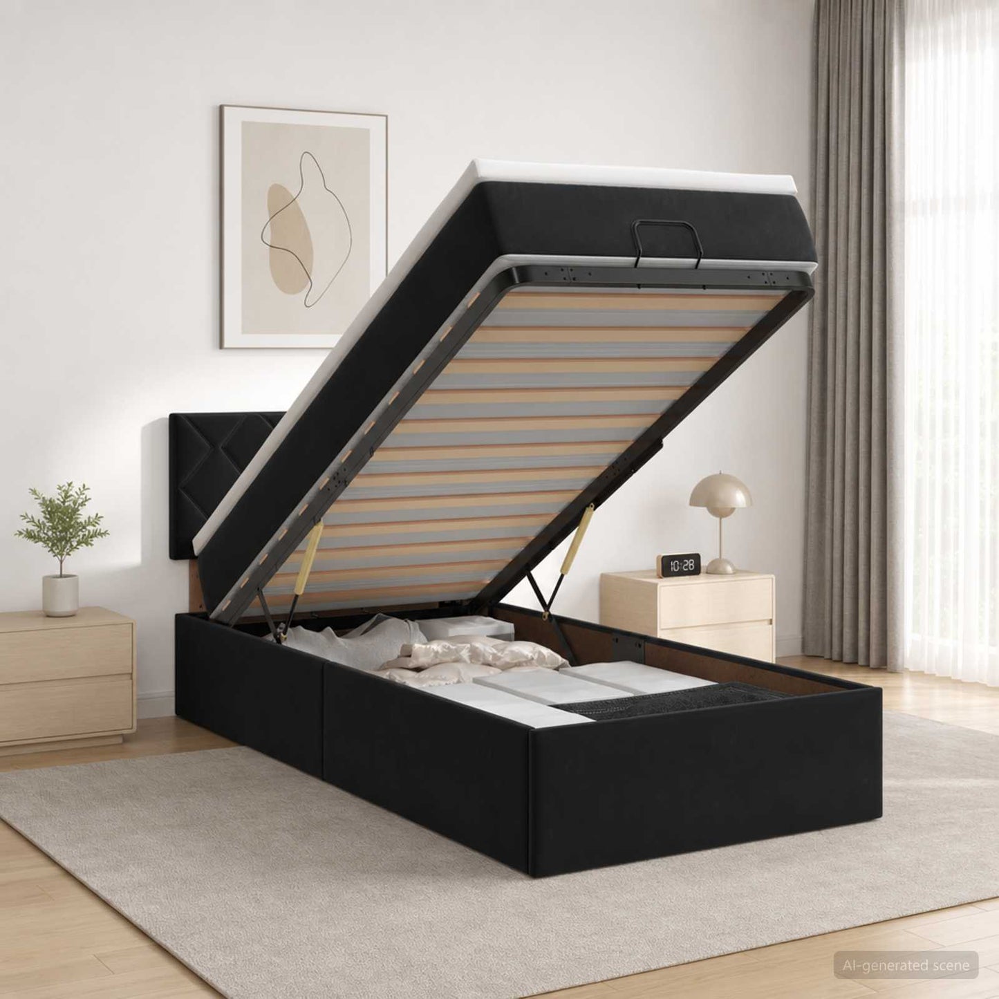 Óriási Ágy Matrac és LED világítással Fekete 90 x 190 cm