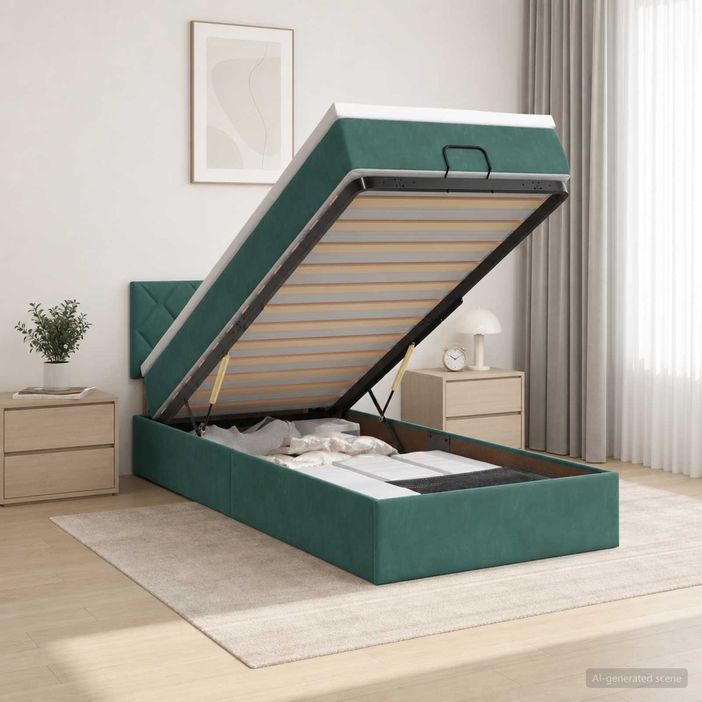 Óriási Ágy Matrac és LED világítással Sötétzöld 90 x 190 cm