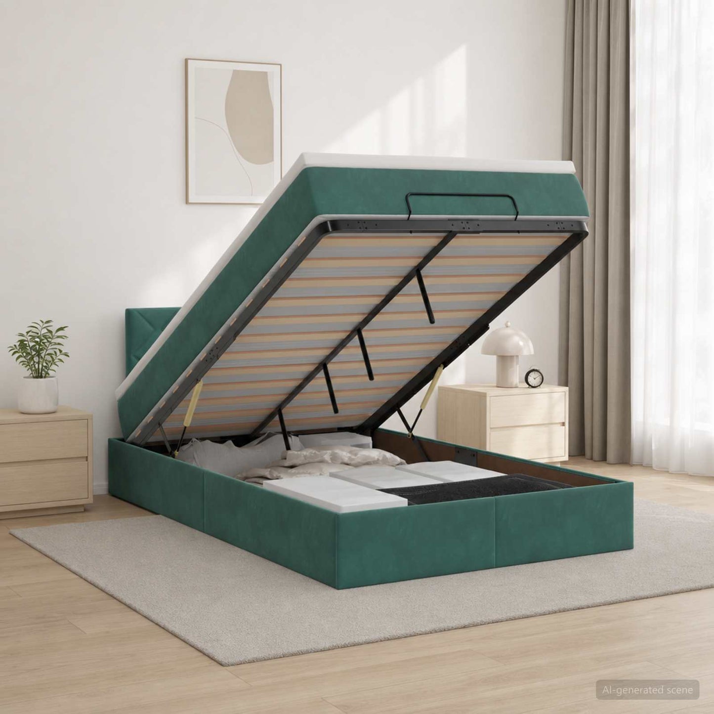 Óriási Ágy Matrac és LED világítással Sötétzöld 120 x 190 cm
