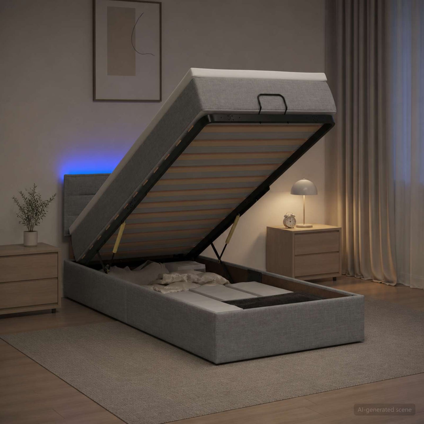 Óriási Ágy Matrac és LED világítással Világosszürke 80 x 200 cm