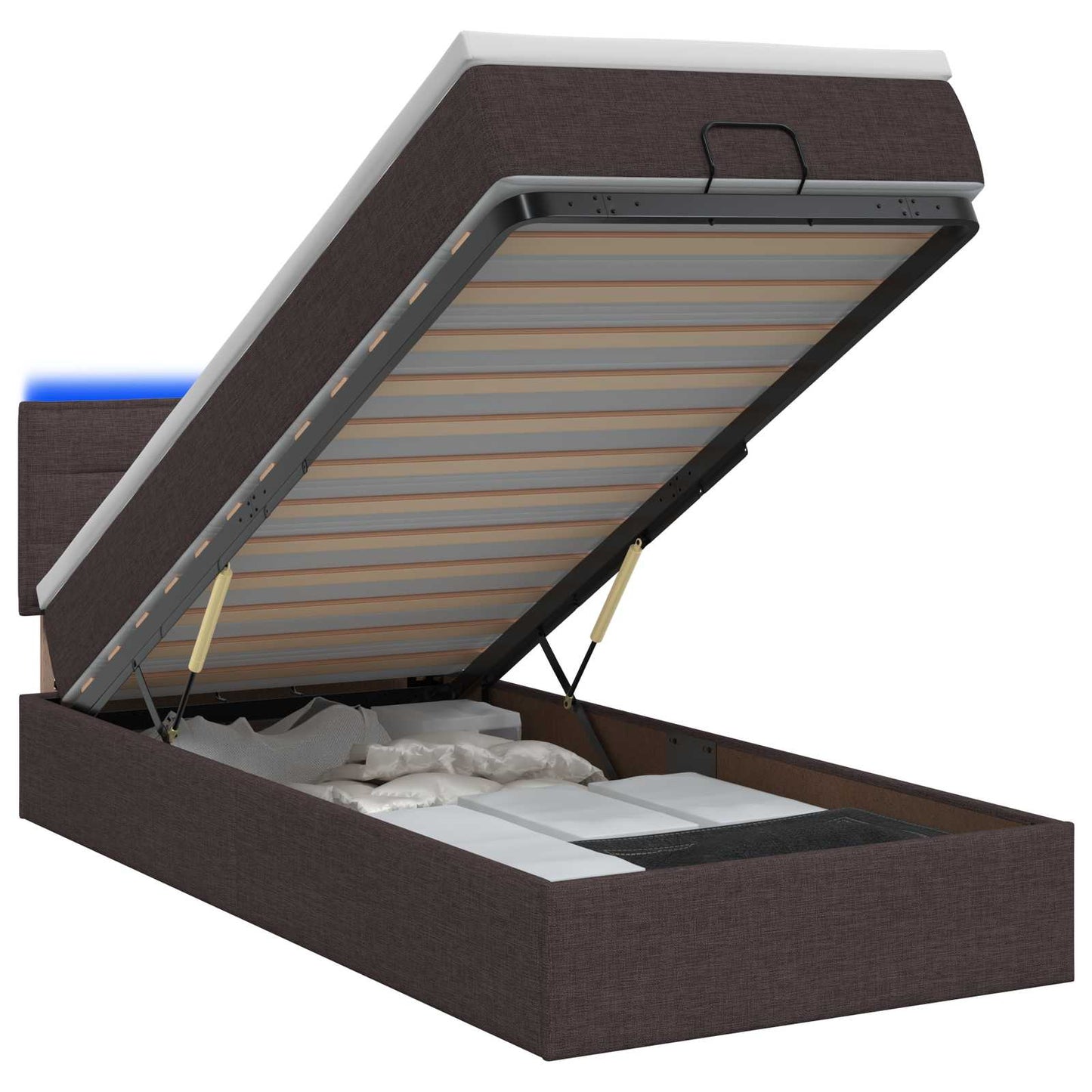 Óriási Ágy Matrac és LED világítással Sötét Barna 90 x 190 cm