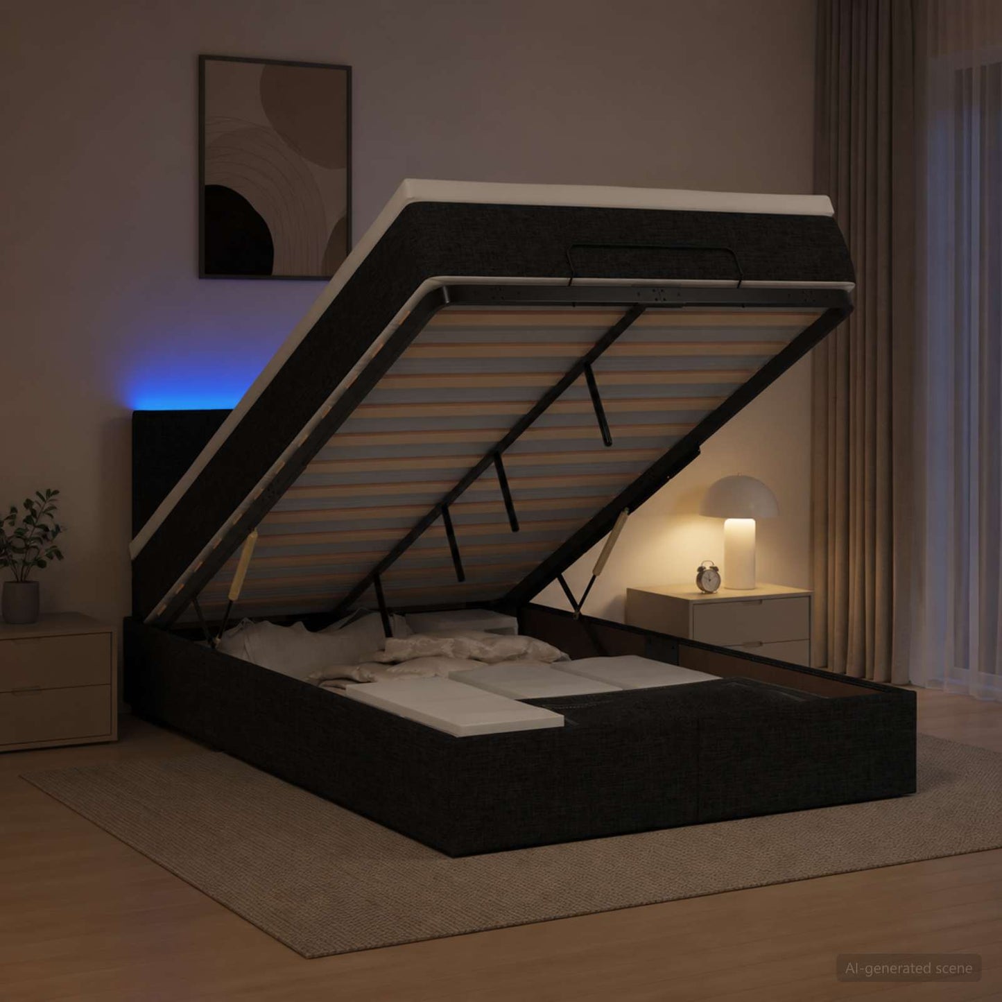 Óriási Ágy Matrac és LED világítással Fekete 120 x 200 cm