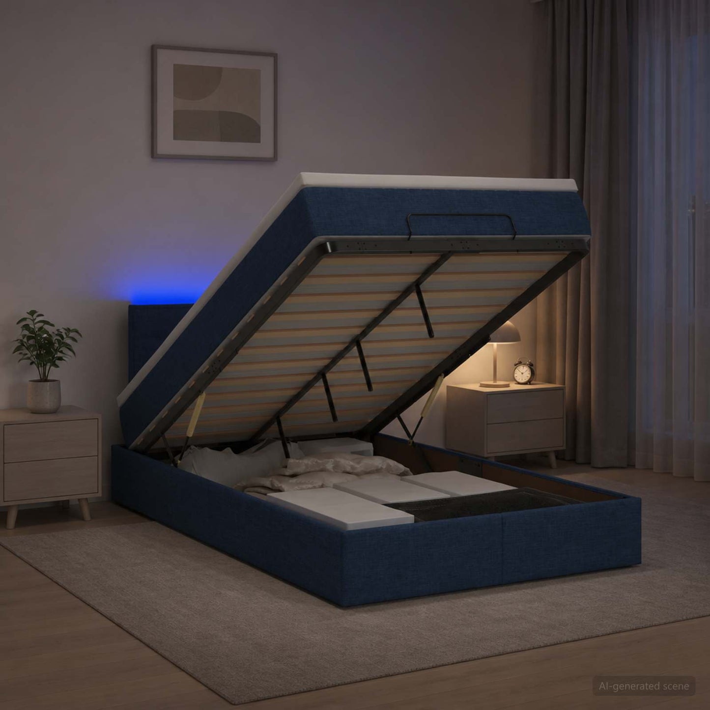 Óriási Ágy Matrac és LED világítással Kék 120 x 200 cm Szövet