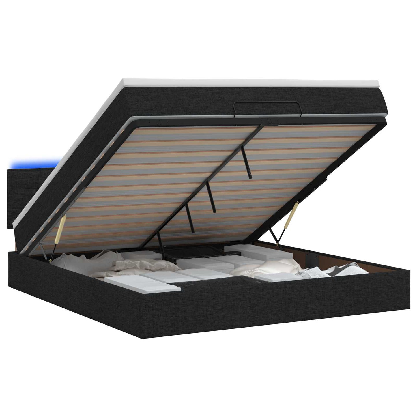 Óriási Ágy Matrac és LED világítással Fekete 140 x 190 cm