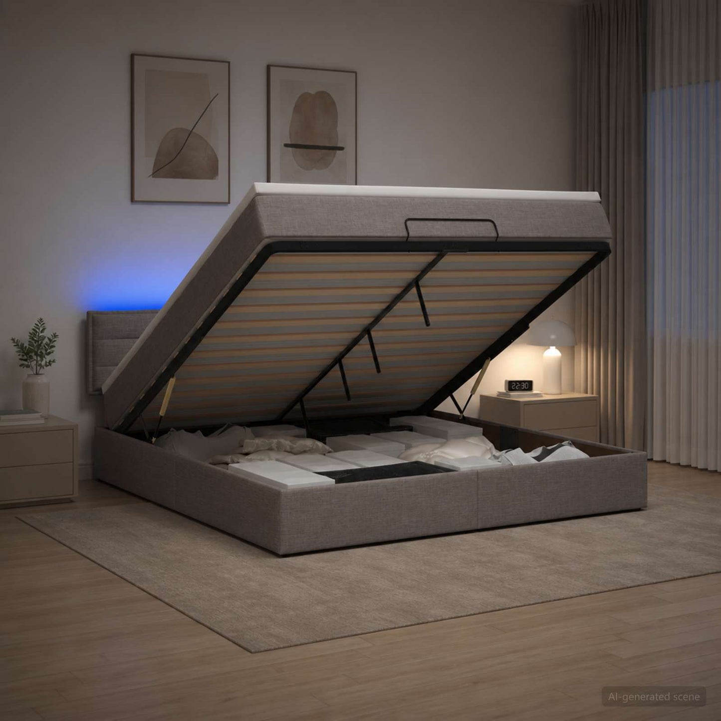 Óriási Ágy Matrac és LED világítással Tópszínű 140 x 190 cm
