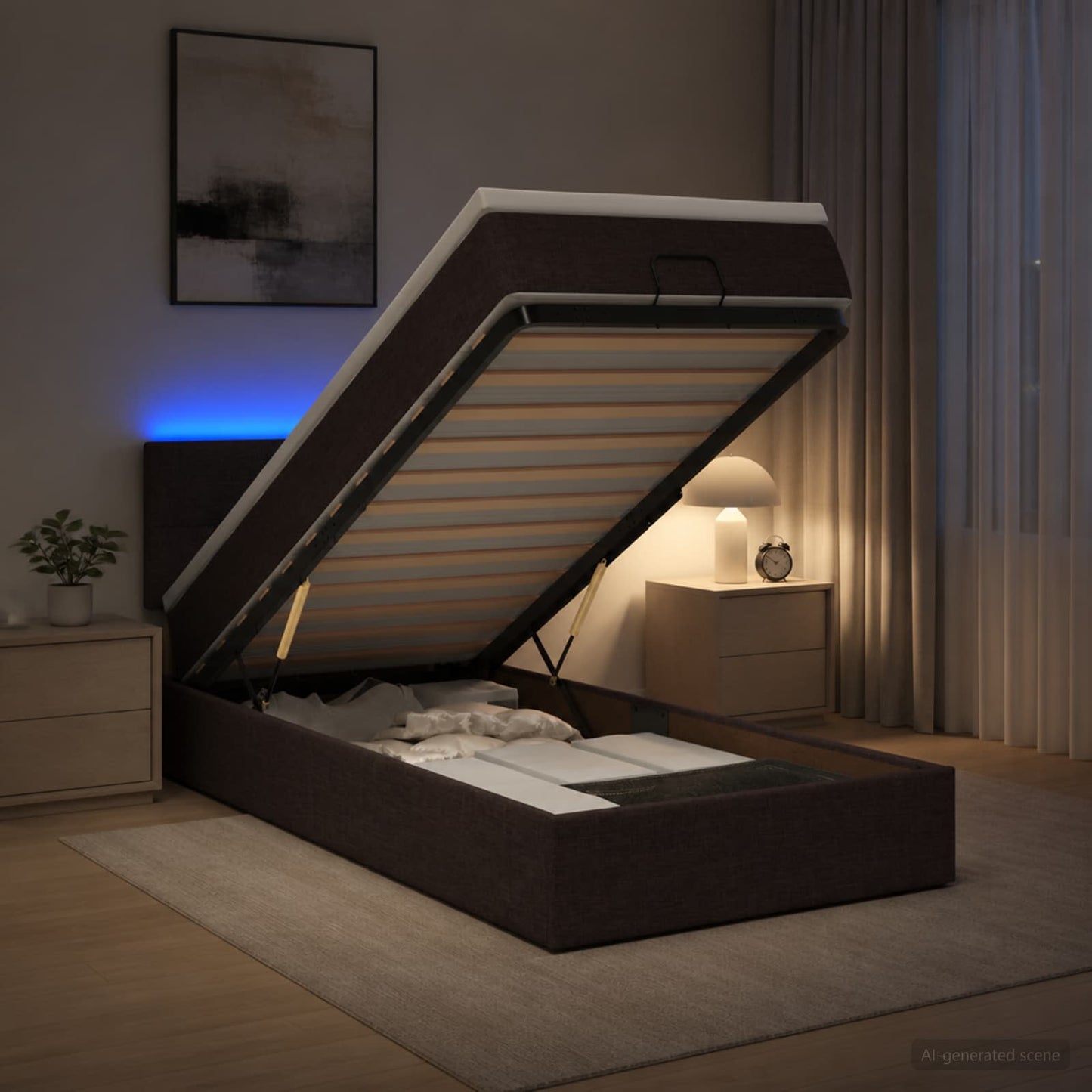 Óriási Ágy Matrac és LED világítással Sötét Barna 80 x 200 cm