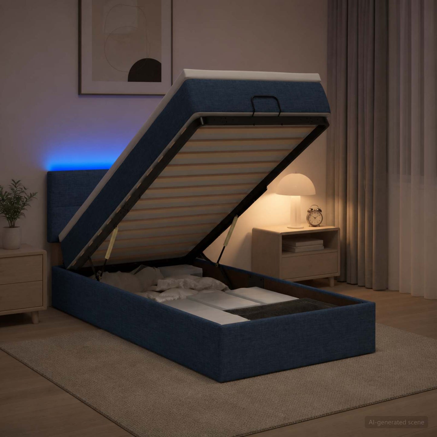 Óriási Ágy Matrac és LED világítással Kék 90 x 200 cm Szövet