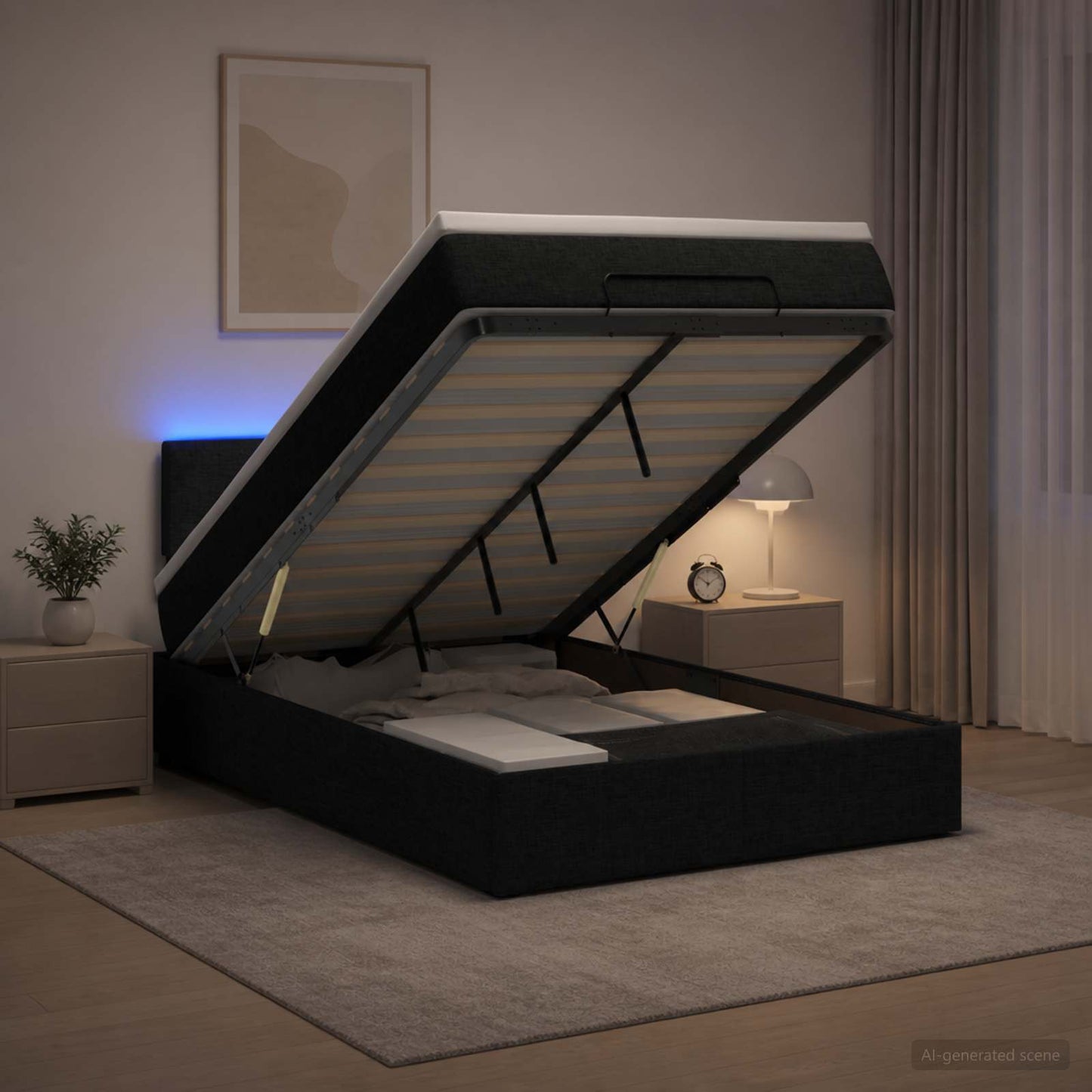 Óriási Ágy Matrac és LED világítással Fekete 120 x 200 cm