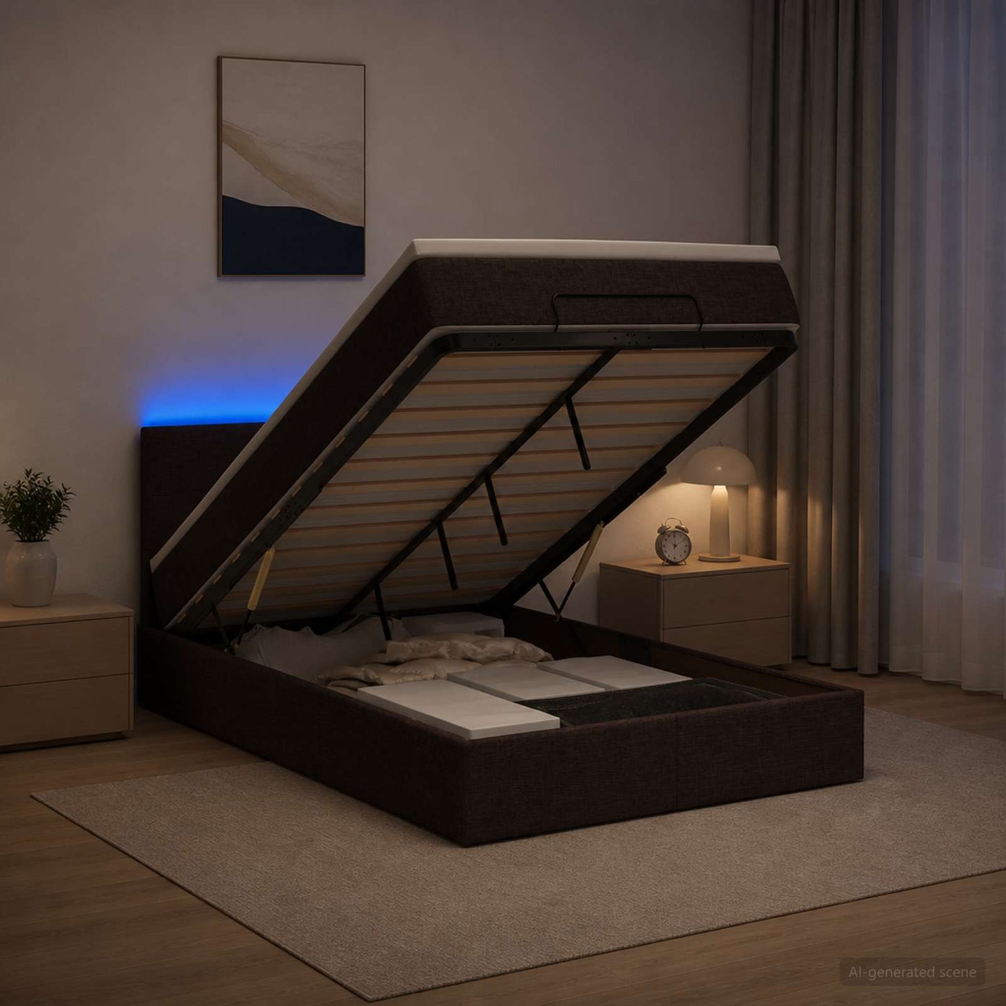 Óriási Ágy Matrac és LED világítással Sötét Barna 120 x 190 cm