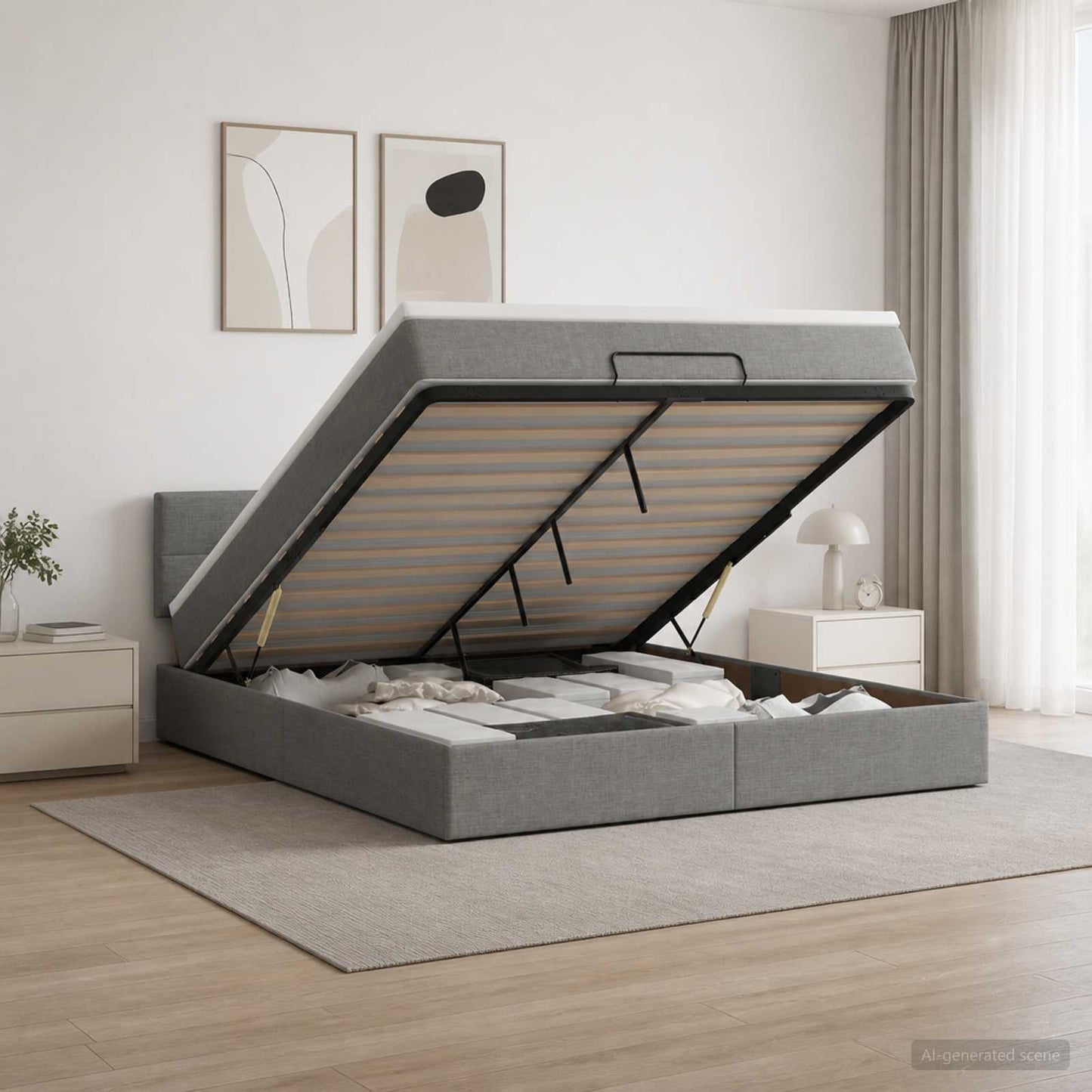 Óriási Ágy Matrac és LED világítással Sötétszürke 140 x 190 cm