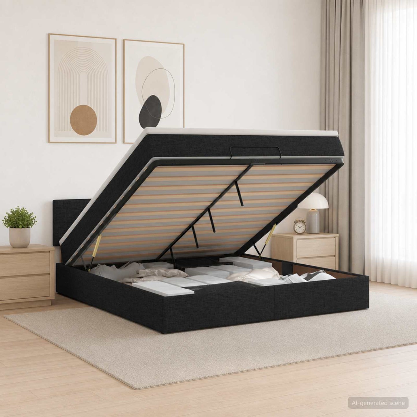 Óriási Ágy Matrac és LED világítással Fekete 180 x 200 cm