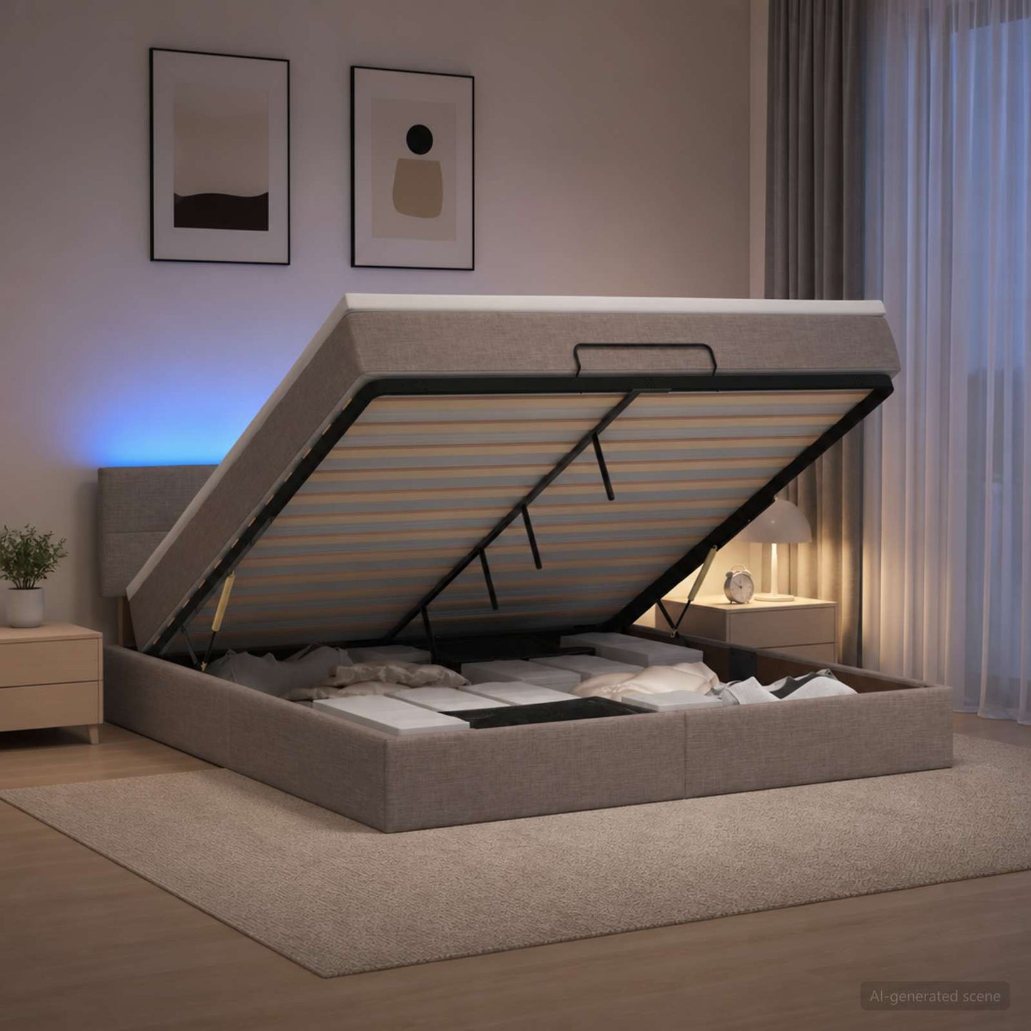 Óriási Ágy Matrac és LED világítással Tópszínű 180 x 200 cm