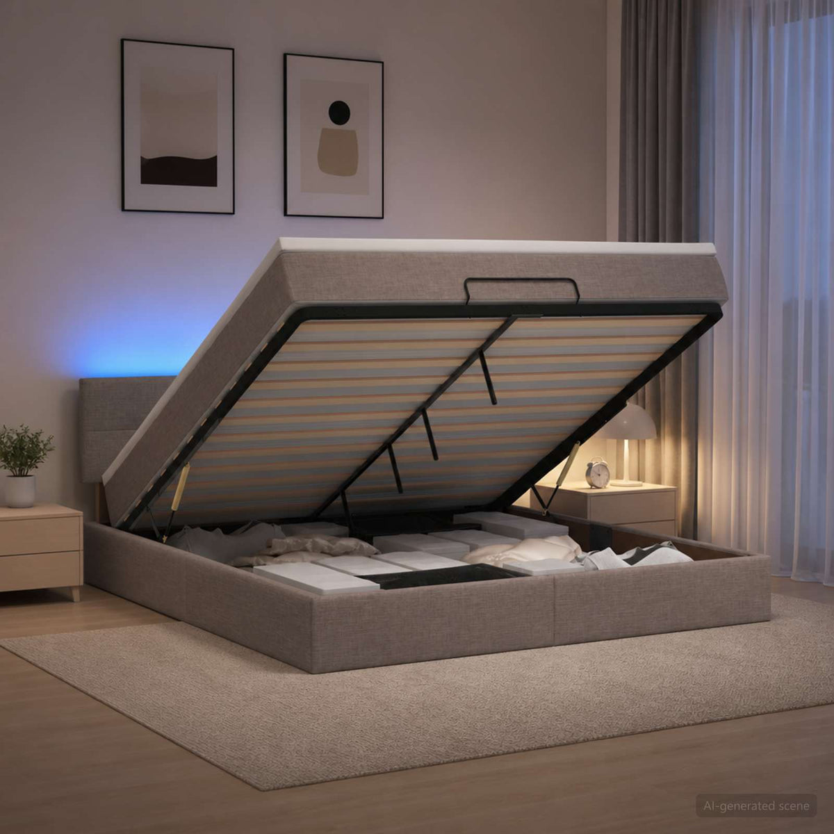 Óriási Ágy Matrac és LED világítással Tópszínű 140 x 200 cm