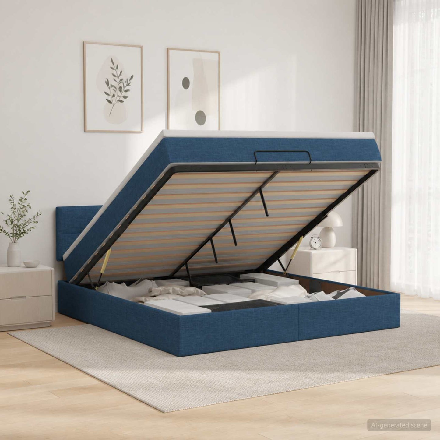 Óriáságy matraccal fejtámlával Kék 180 x 200 cm Szövet