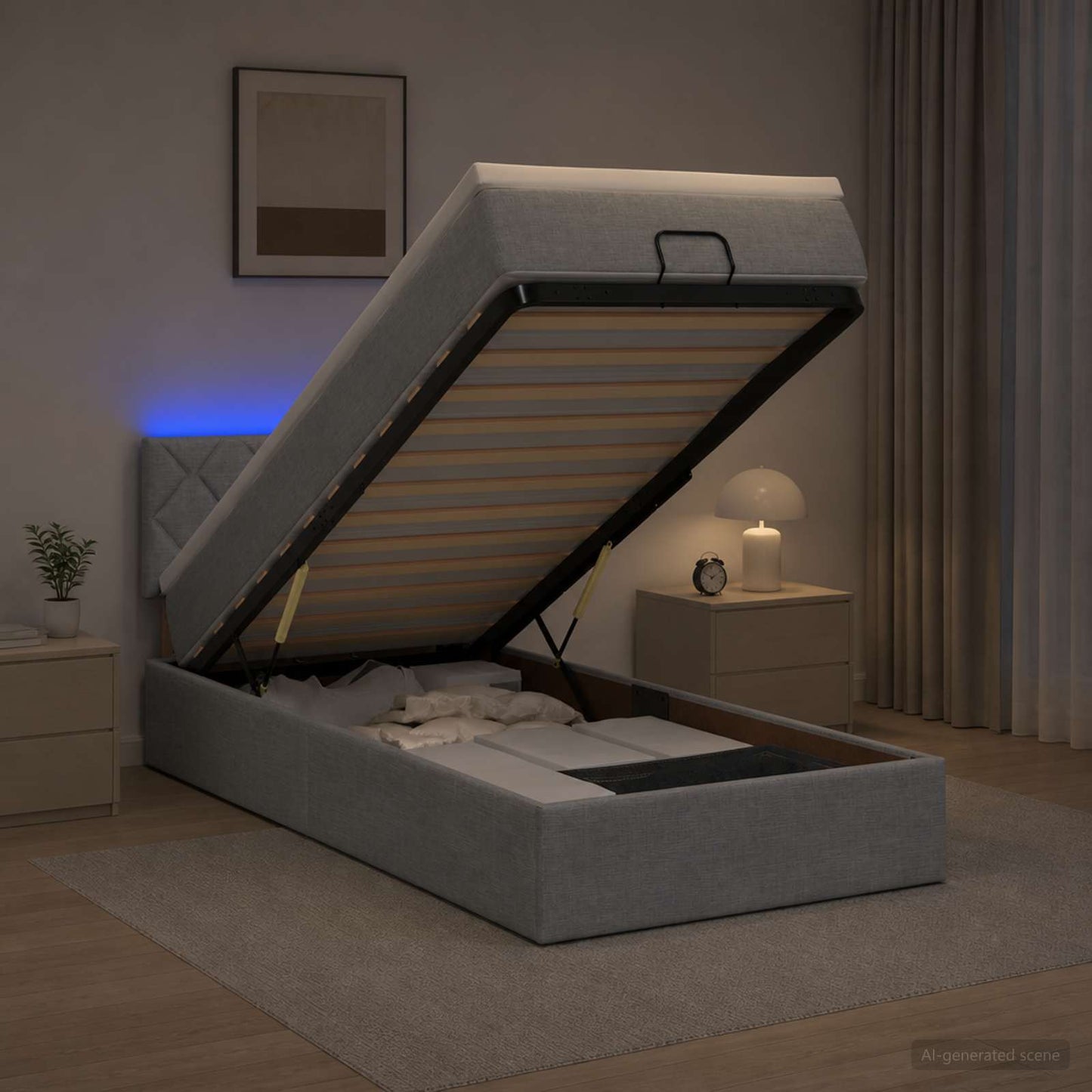 Óriási Ágy Matrac és LED világítással Világosszürke 80 x 200 cm