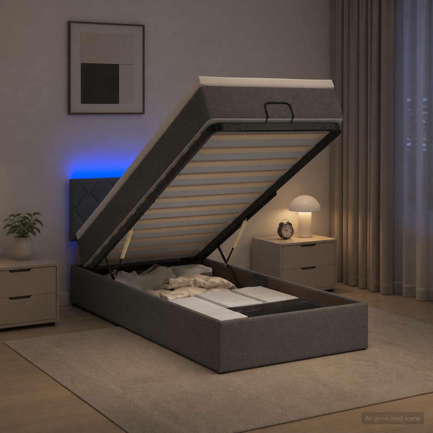 Óriási Ágy Matrac és LED világítással Sötétszürke 90 x 200 cm