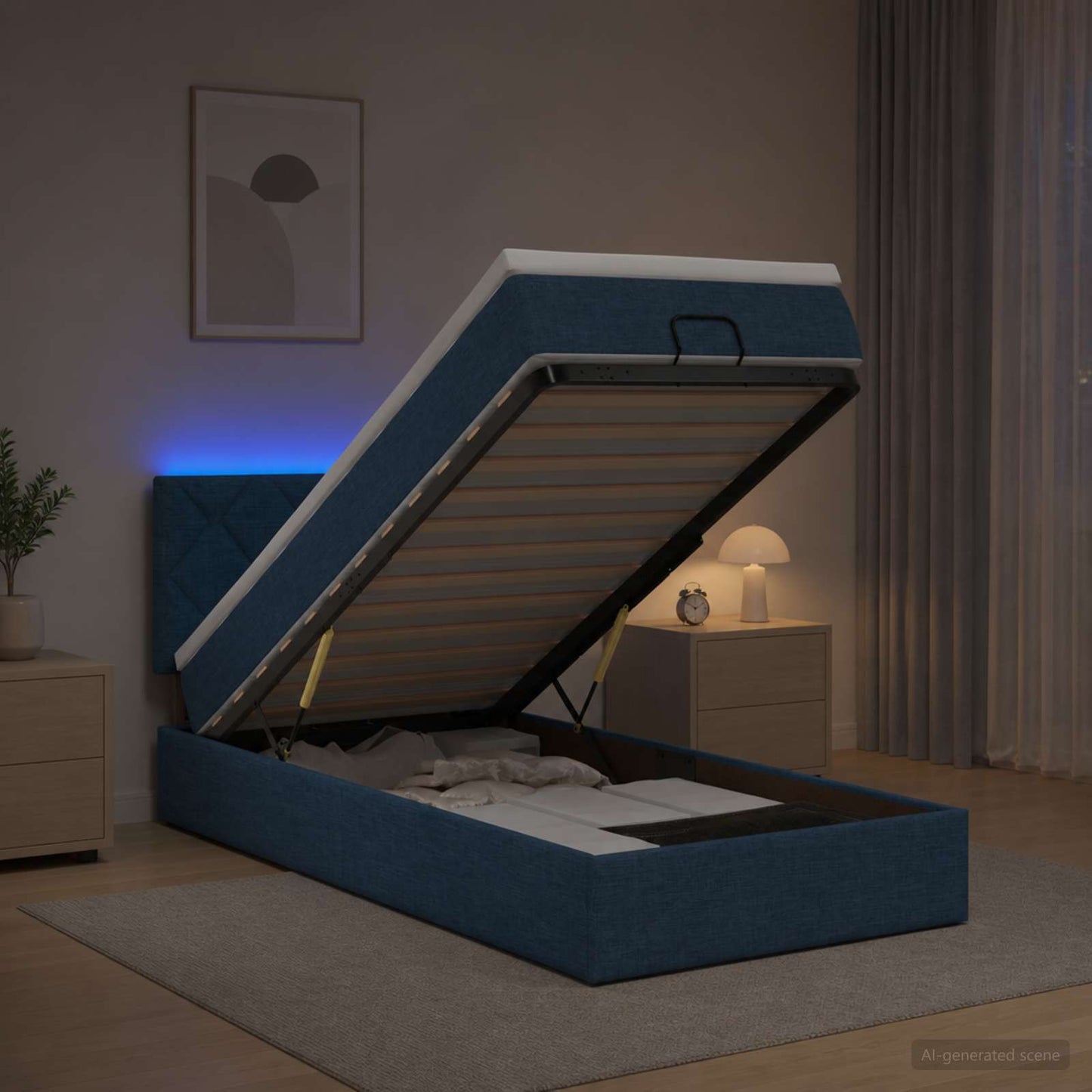 Óriási Ágy Matrac és LED világítással Kék 100 x 200 cm Szövet