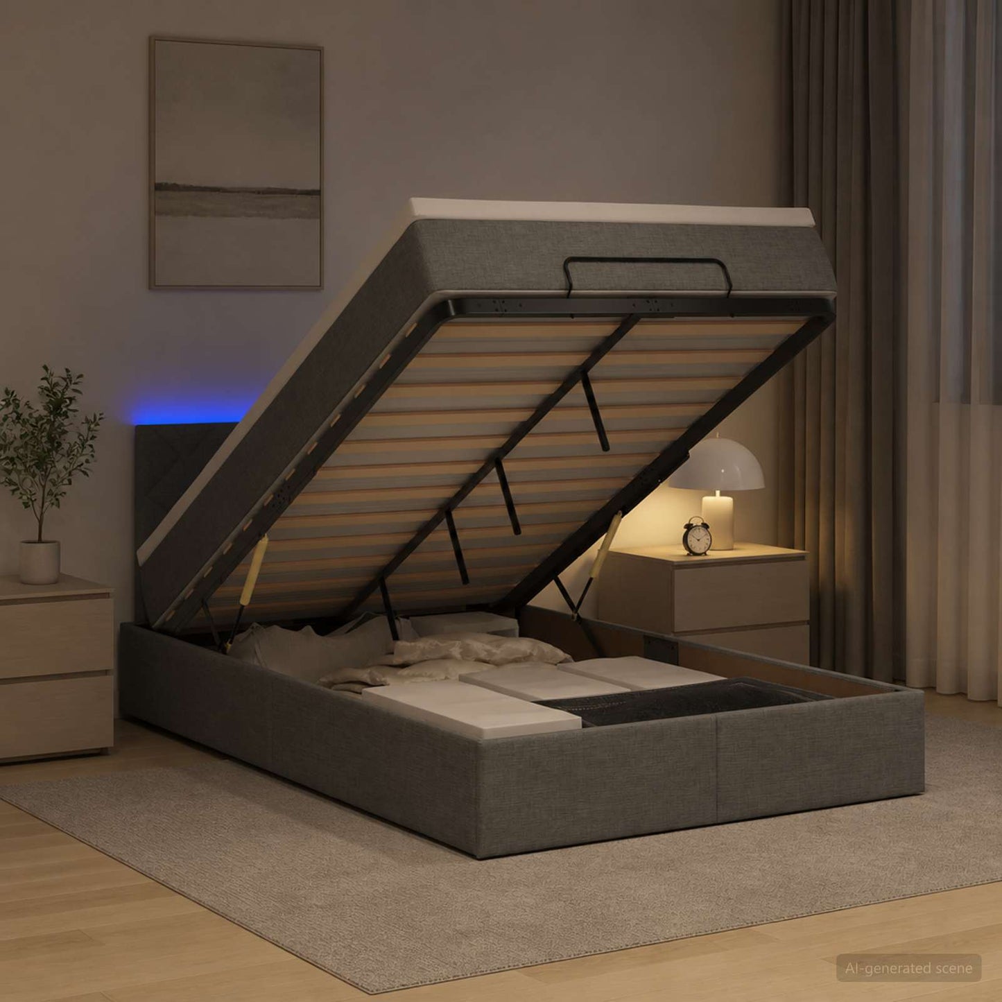 Óriási Ágy Matrac és LED világítással Sötétszürke 120 x 200 cm