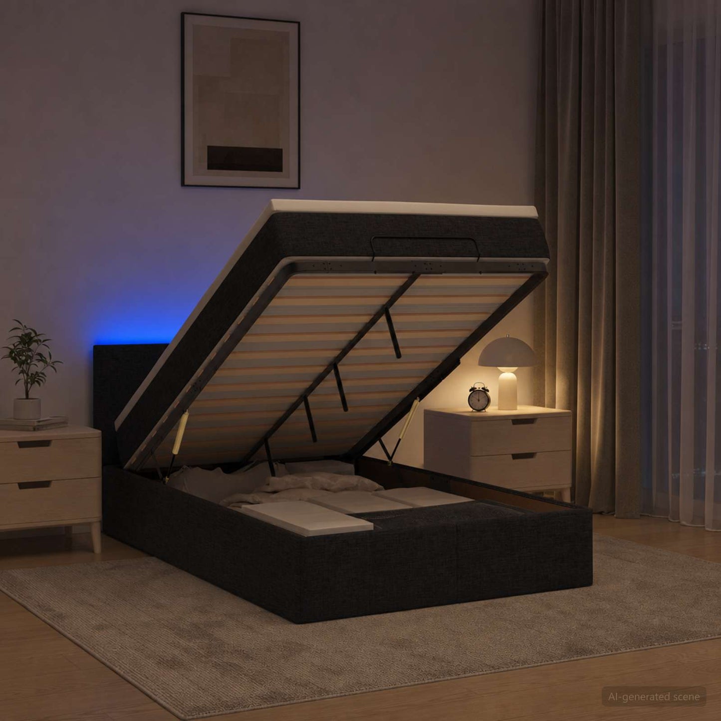 Óriási Ágy Matrac és LED világítással Fekete 120 x 200 cm