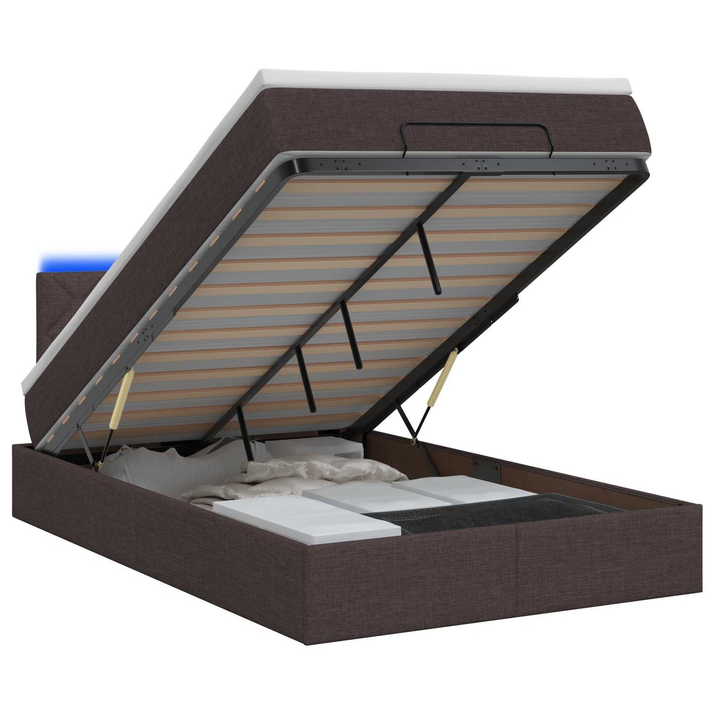 Óriási Ágy Matrac és LED világítással Sötét Barna 120 x 190 cm