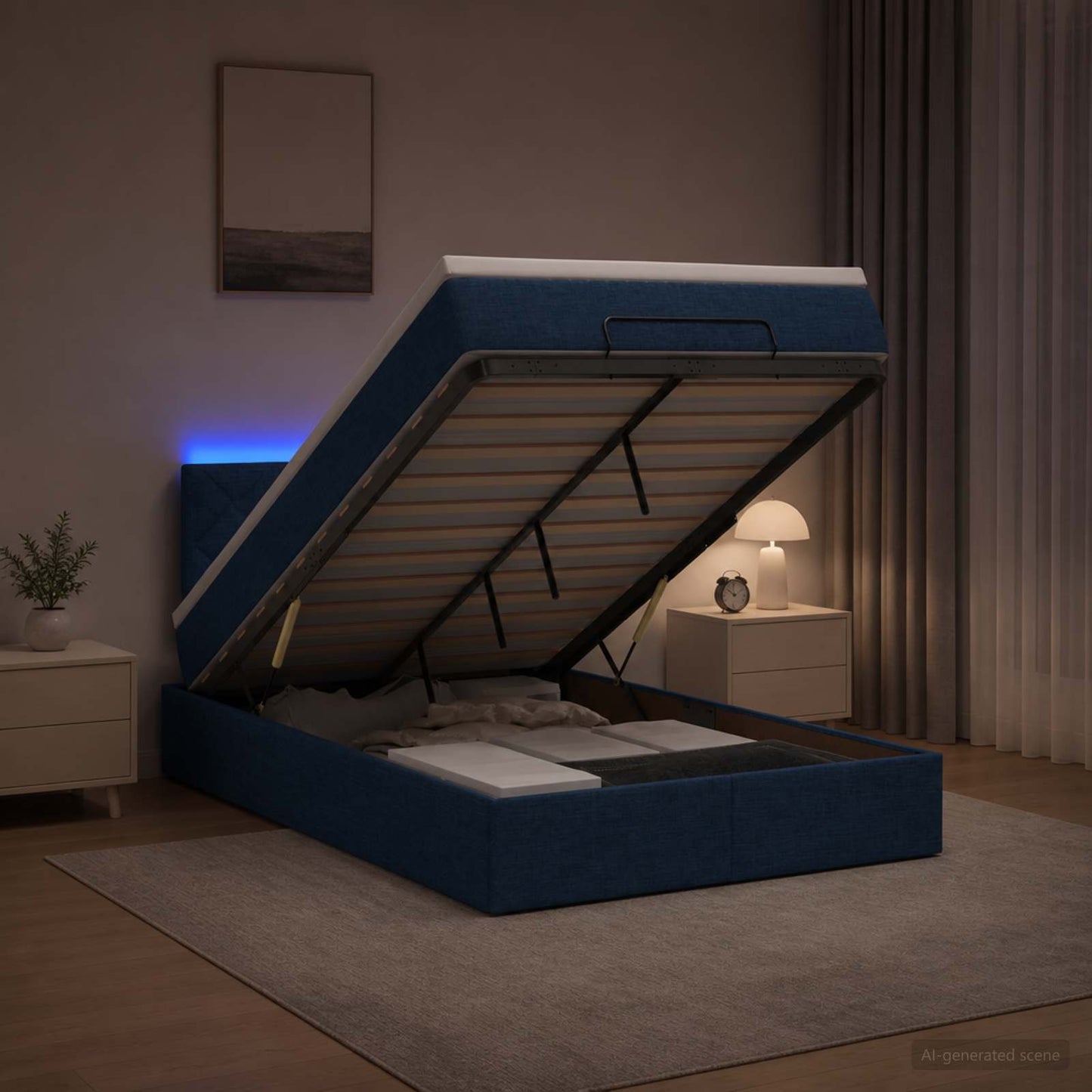 Óriási Ágy Matrac és LED világítással Kék 120 x 200 cm Szövet