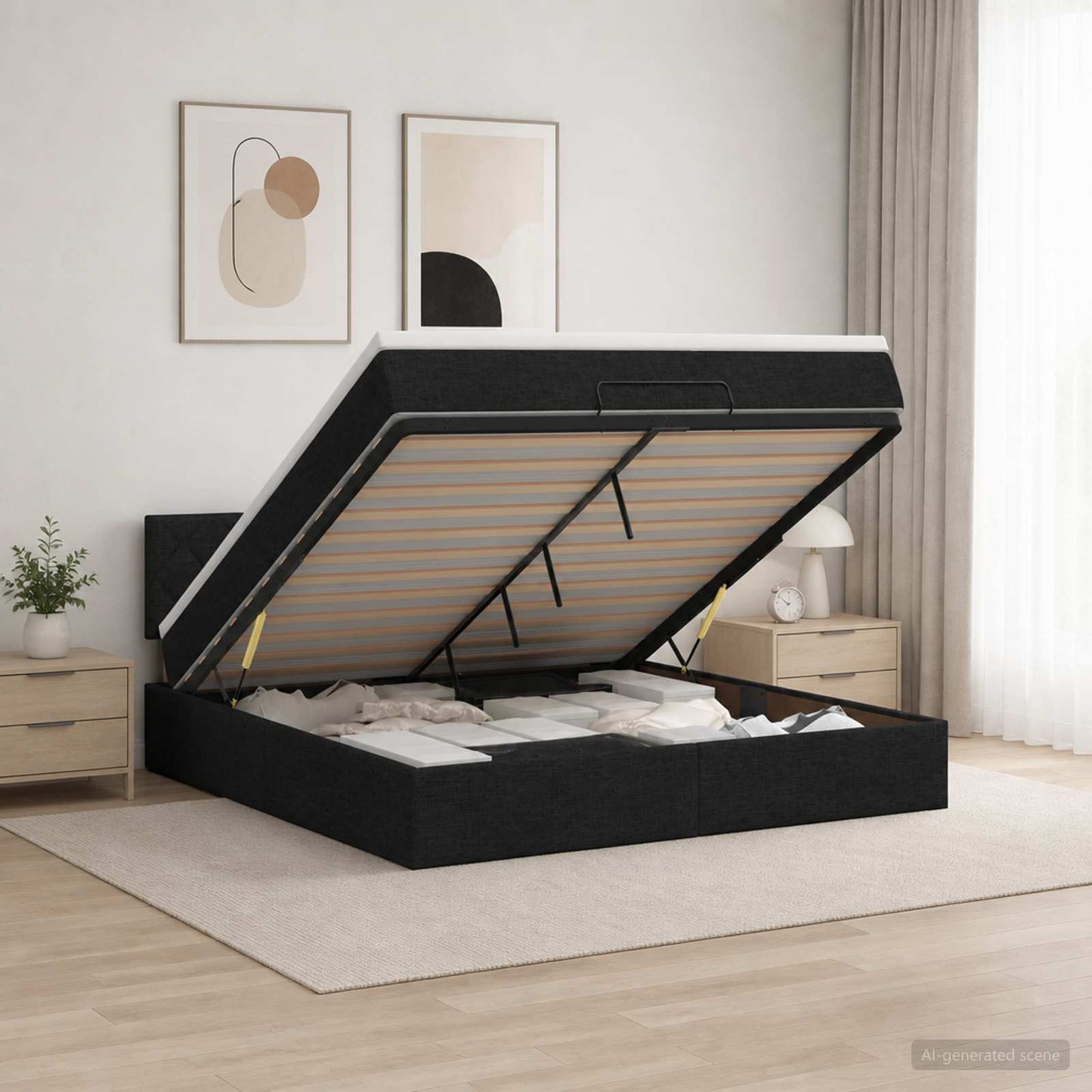 Óriási Ágy Matrac és LED világítással Fekete 180 x 200 cm