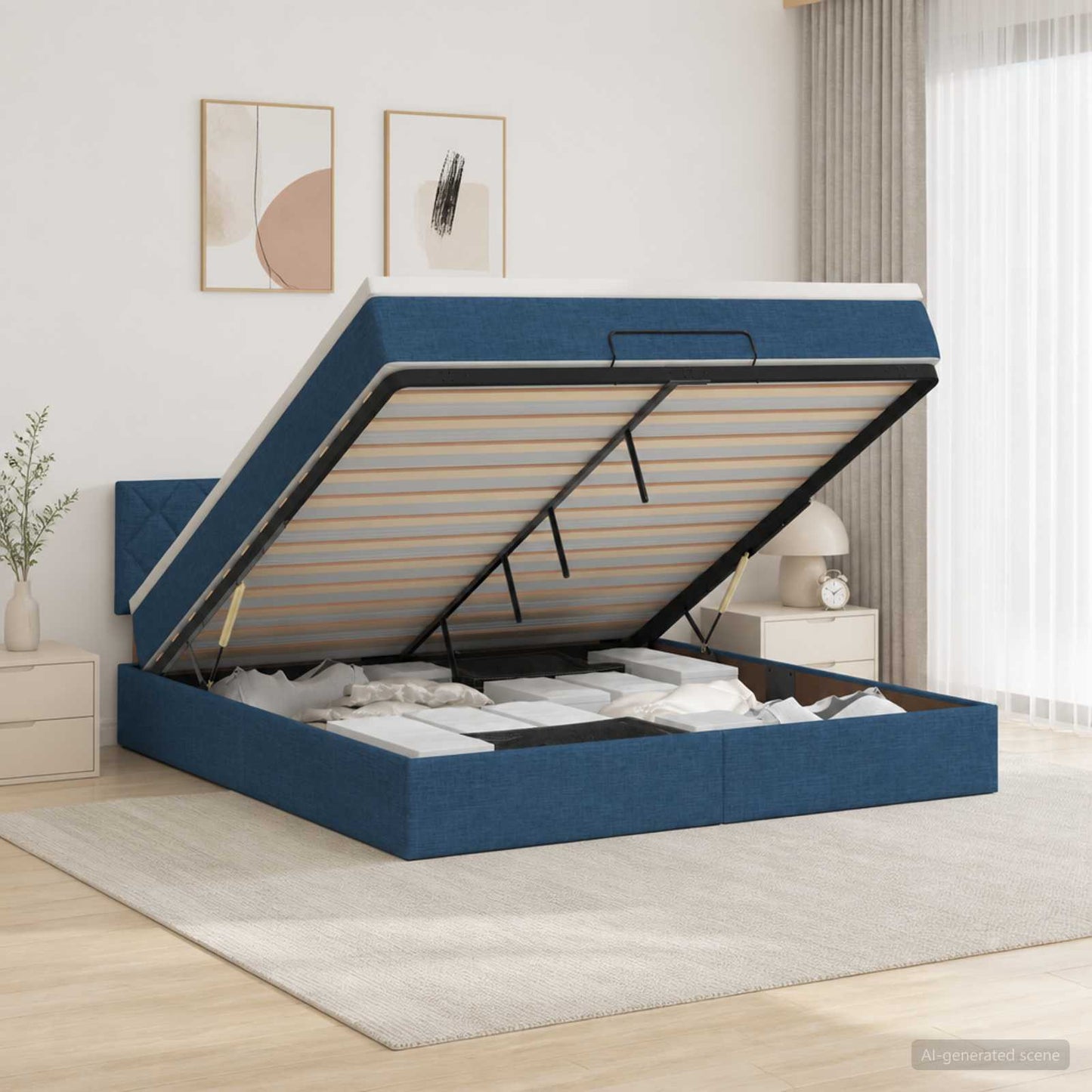 Óriási Ágy Matrac és LED világítással Kék 180 x 200 cm Szövet