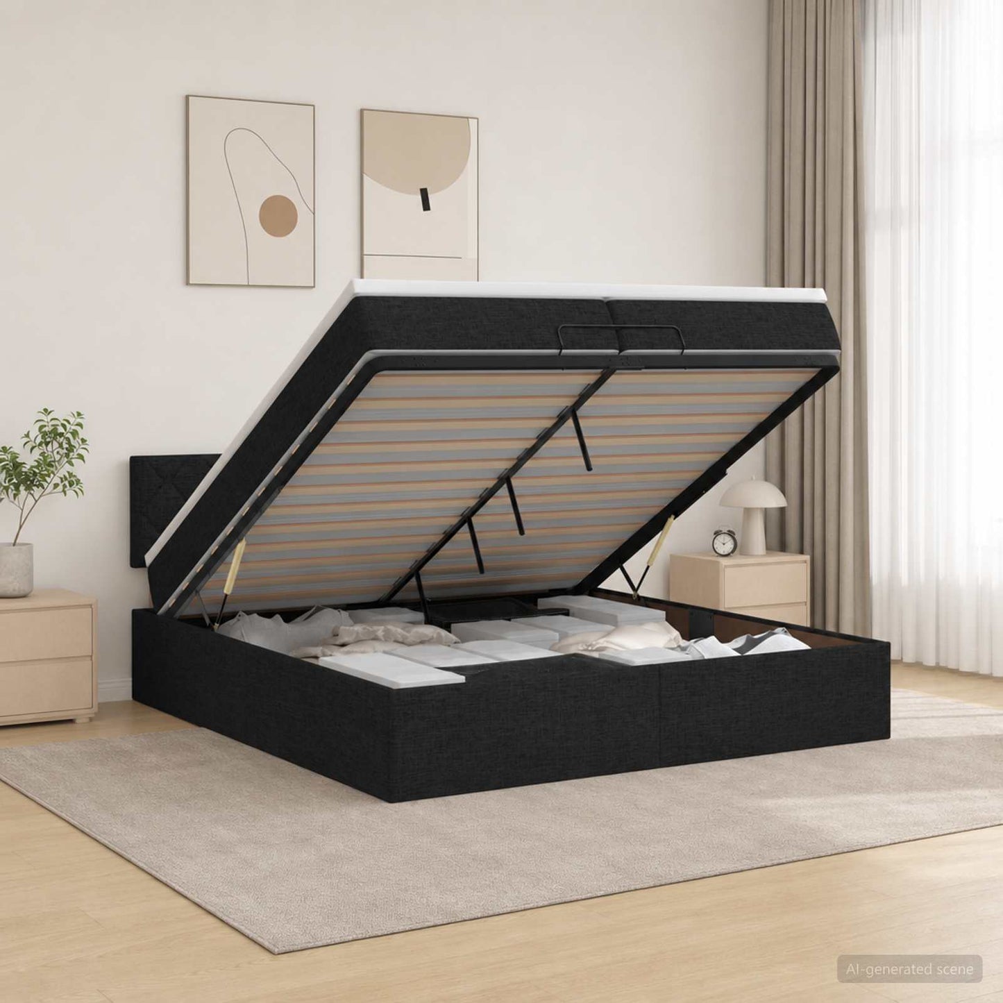 Óriási Ágy Matrac és LED világítással Fekete 200 x 200 cm