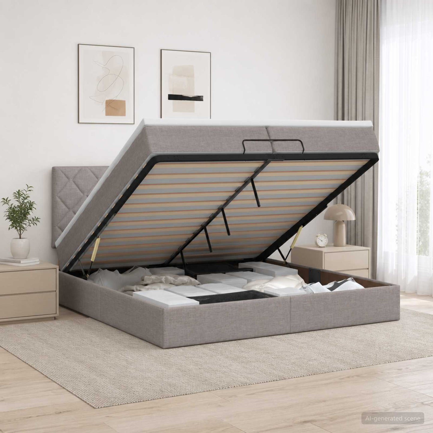 Óriási Ágy Matrac és LED világítással Tópszínű 200 x 200 cm