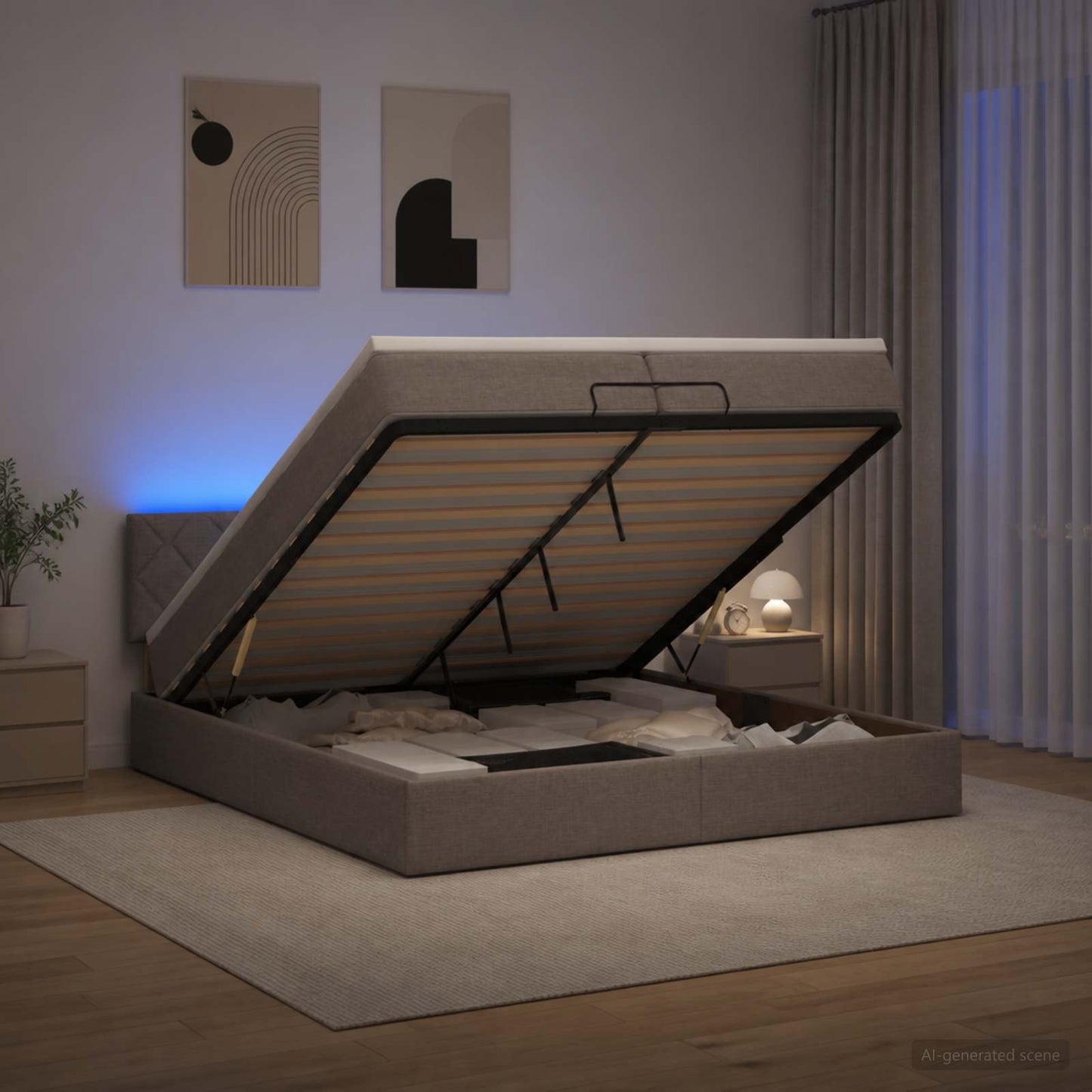 Óriási Ágy Matrac és LED világítással Tópszínű 200 x 200 cm