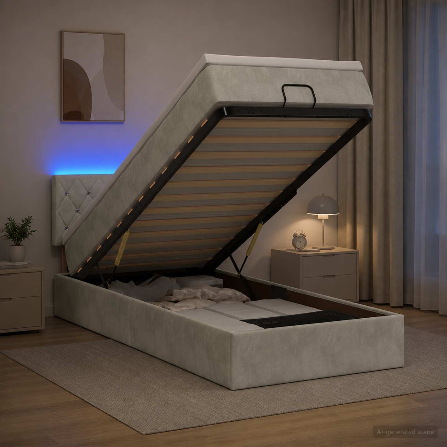 Óriási Ágy Matrac és LED világítással Világosszürke 80 x 200 cm