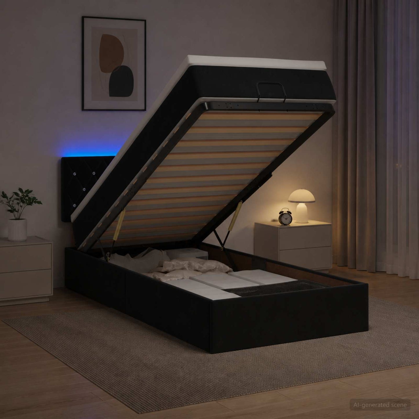 Óriási Ágy Matrac és LED világítással Fekete 90 x 190 cm