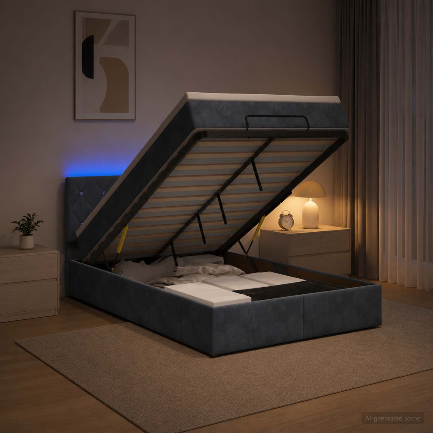 Óriási Ágy Matrac és LED világítással Sötétszürke 120 x 200 cm