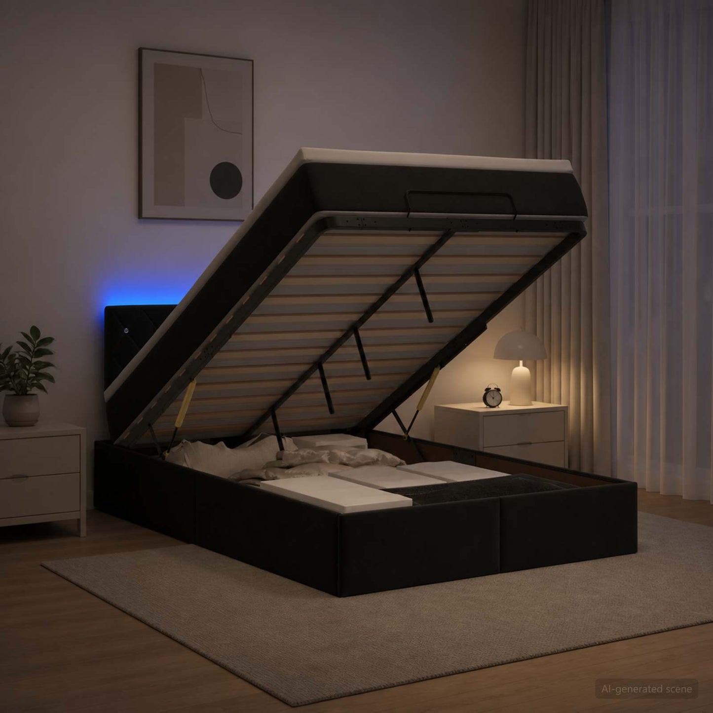 Óriási Ágy Matrac és LED világítással Fekete 120 x 190 cm