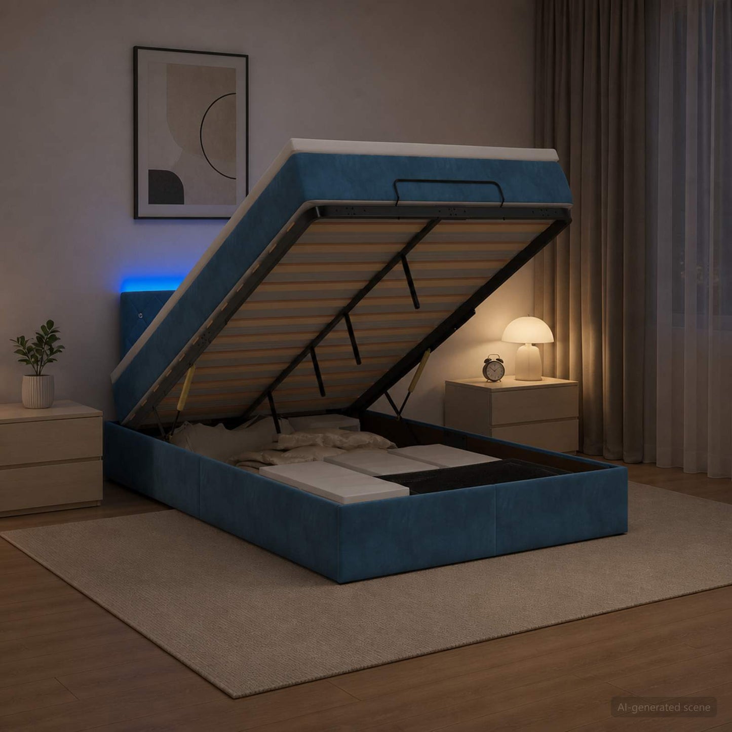 Óriási Ágy Matrac és LED világítással Sötétkék 120 x 200 cm