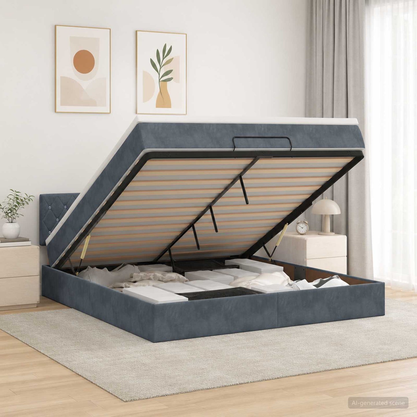 Óriási Ágy Matrac és LED világítással Sötétszürke 140 x 190 cm