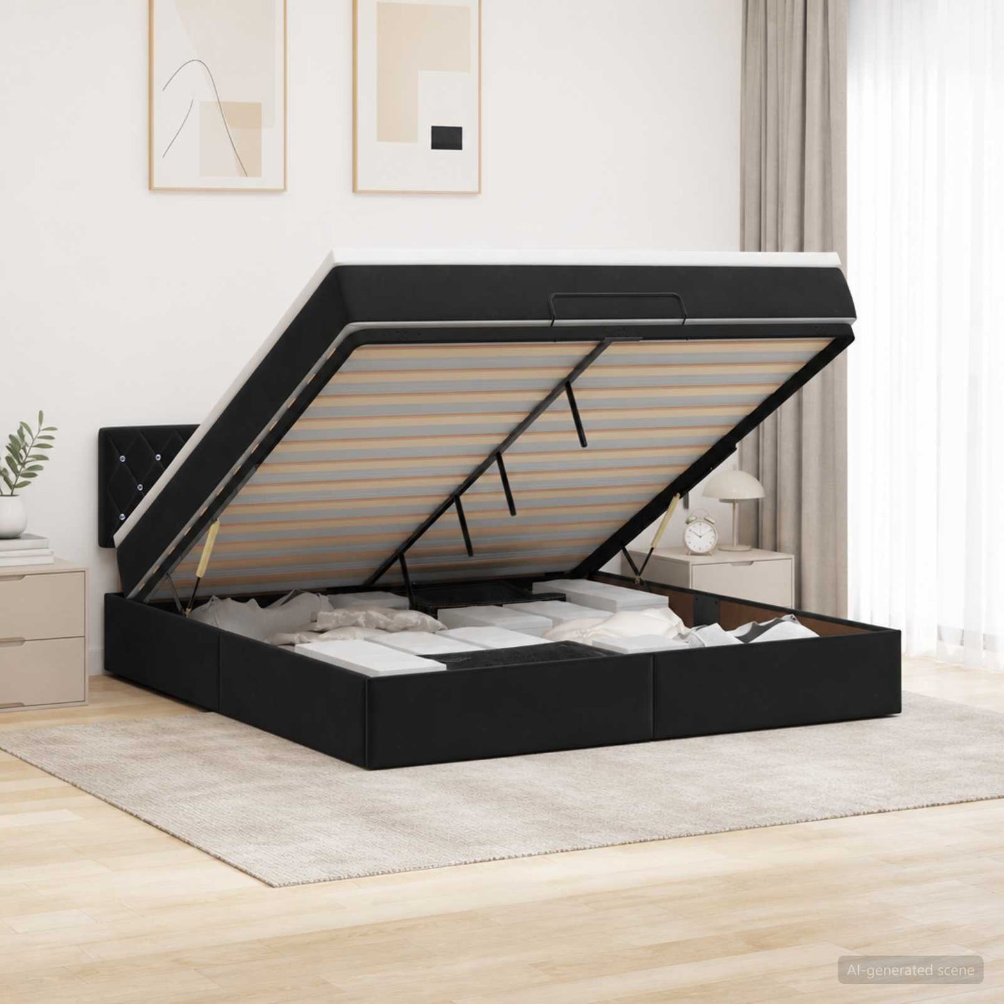 Óriási Ágy Matrac és LED világítással Fekete 180 x 200 cm
