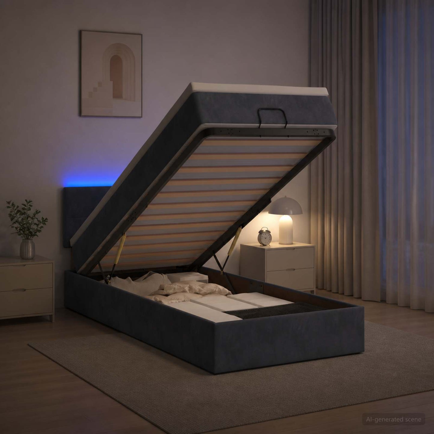Óriási Ágy Matrac és LED világítással Sötétszürke 90 x 200 cm