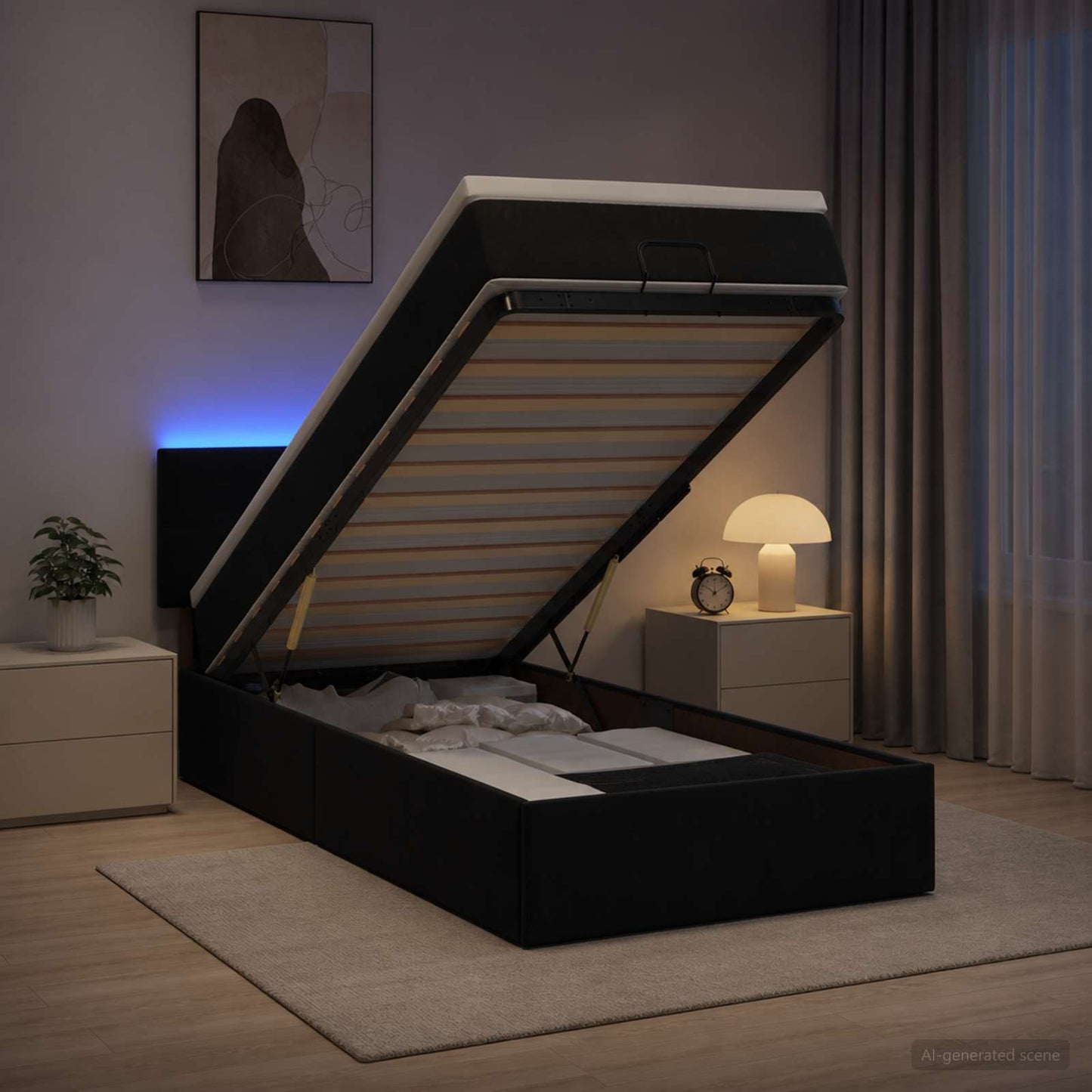 Óriási Ágy Matrac és LED világítással Fekete 90 x 190 cm